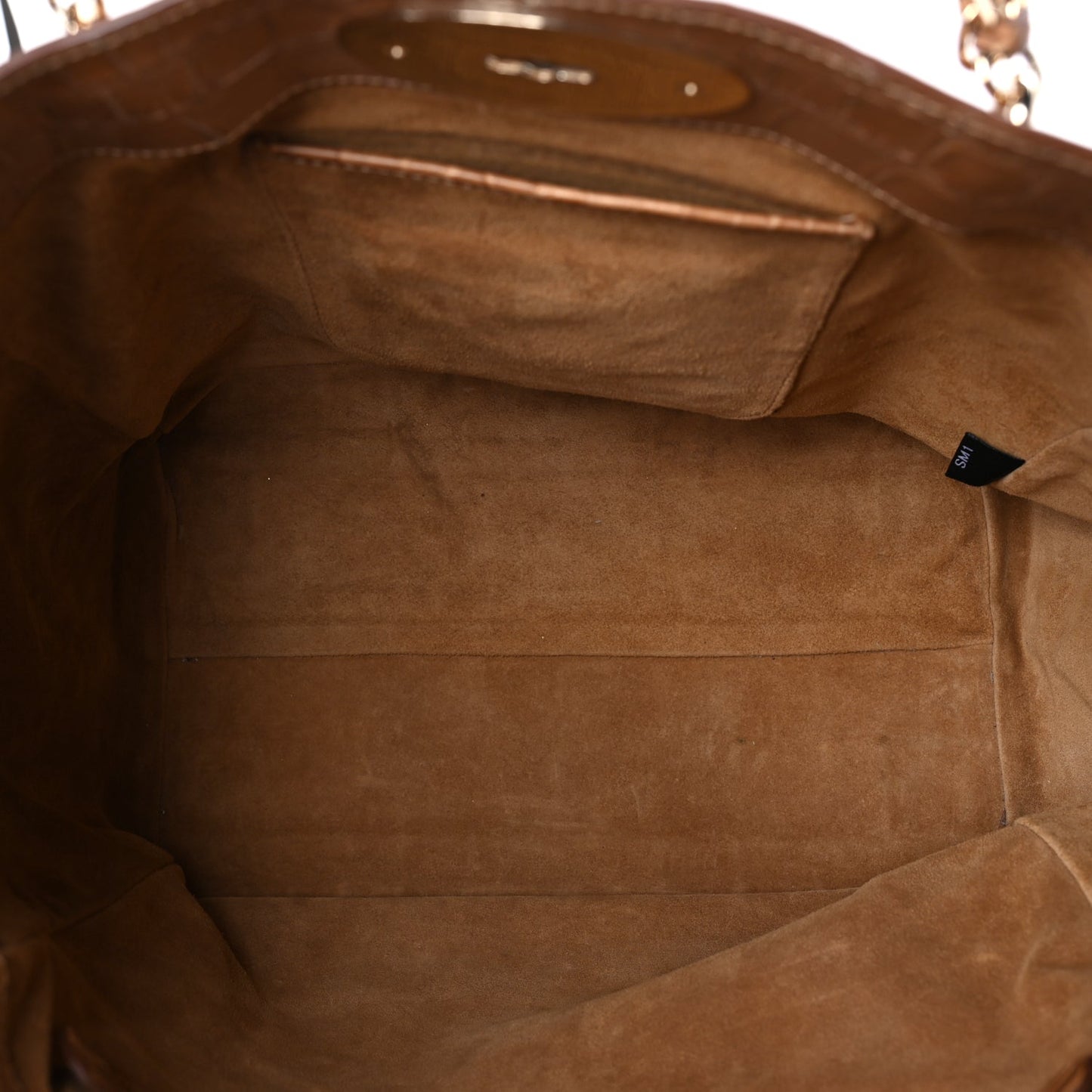 Mulberry Crocodile Embossed Calfskin Cecily Tote Biscuit Brown