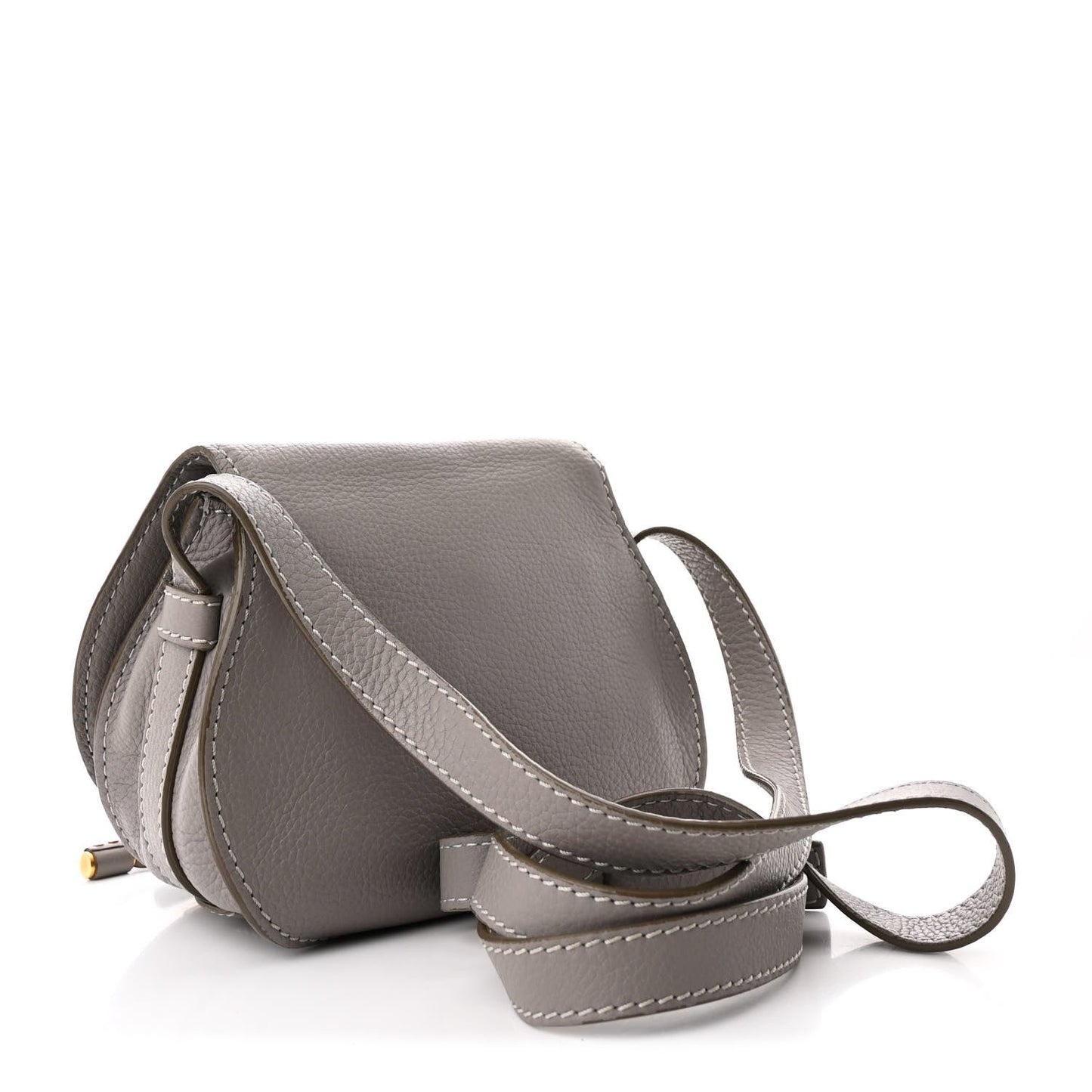 Chloe Calfskin Mini Marcie Round Crossbody Bag Cashmere Grey