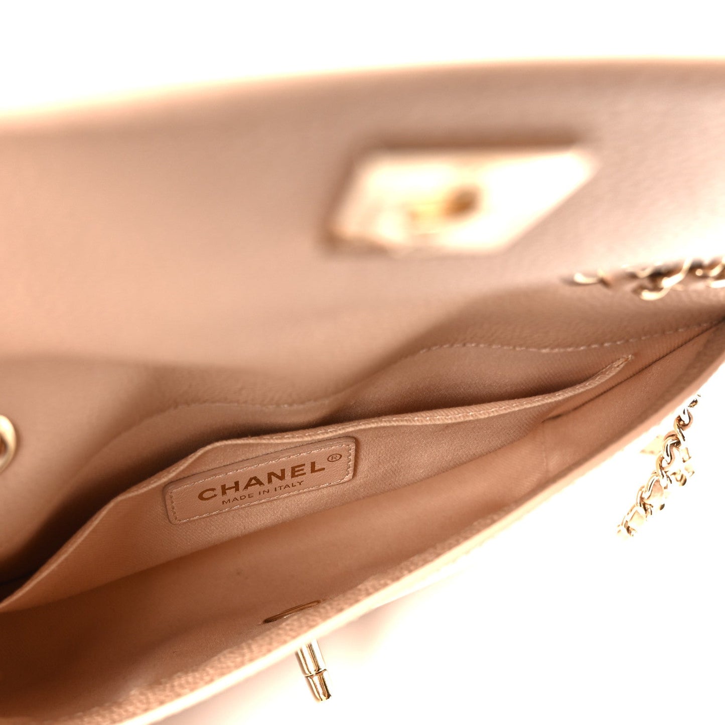 Chanel Caviar Mini Chain Flap Bag Beige