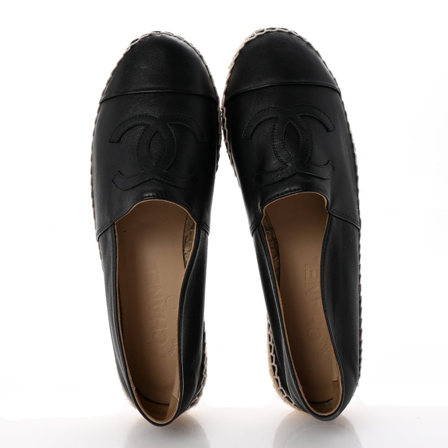 Chanel Lambskin CC Espadrilles 39 Black