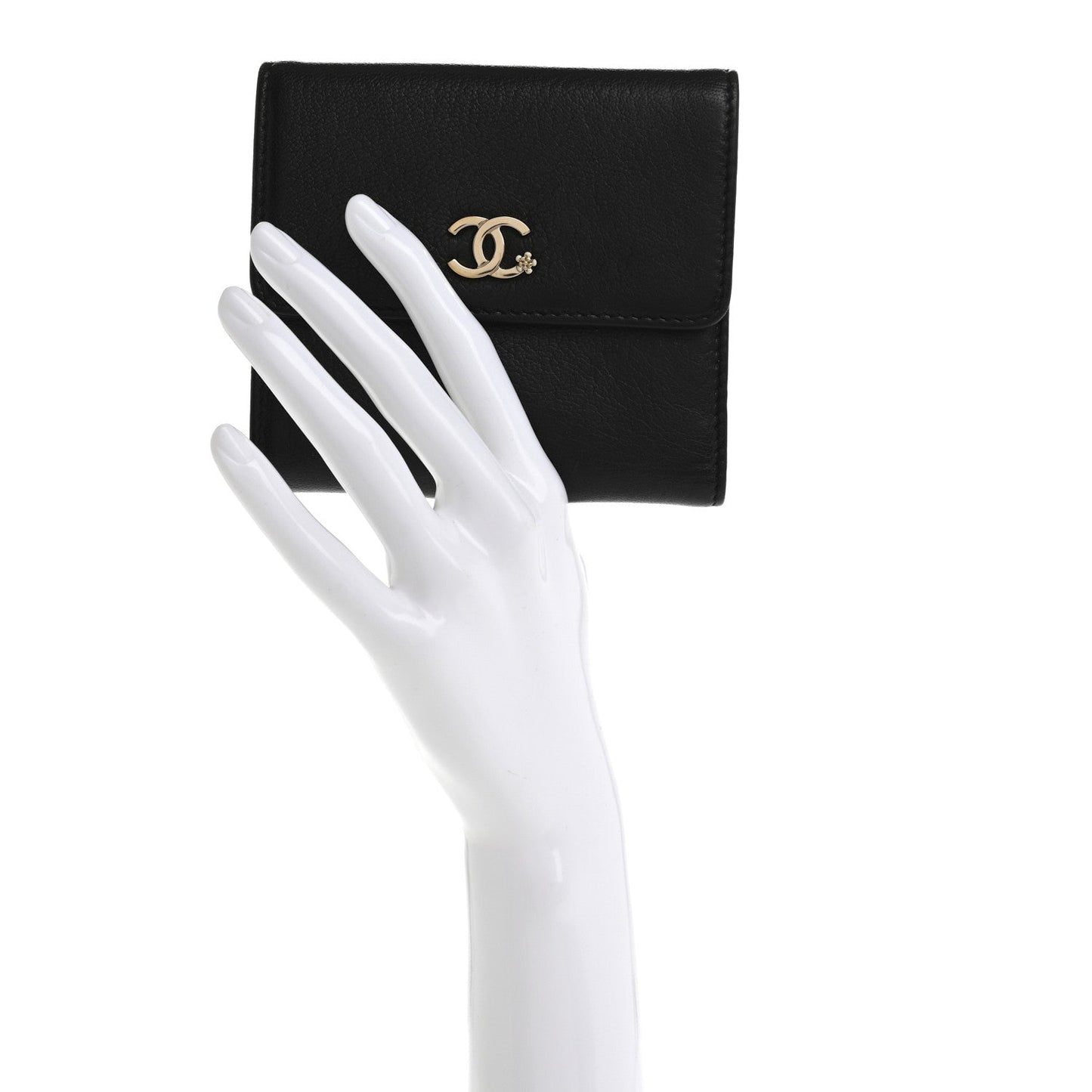 Chanel Goatskin CC Compact Flap Wallet Black