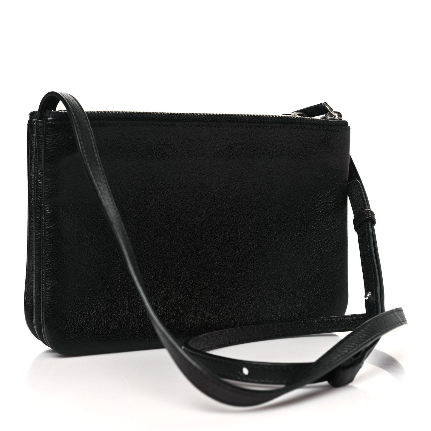 Celine Shiny Textured Calfskin Trio Crossbody Bag Black
