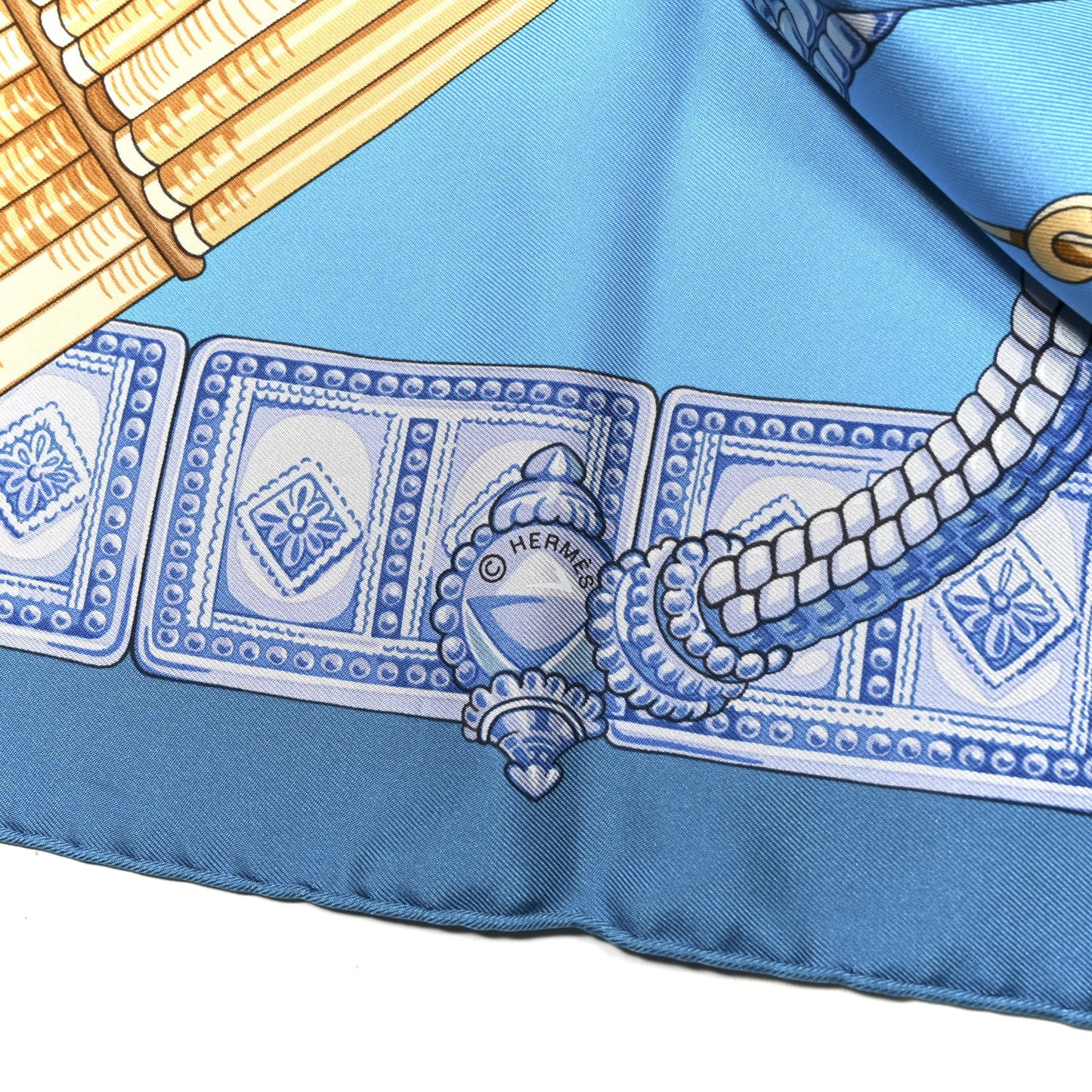 Hermes Silk Ceintures et Liens Scarf 90 Blue Orange