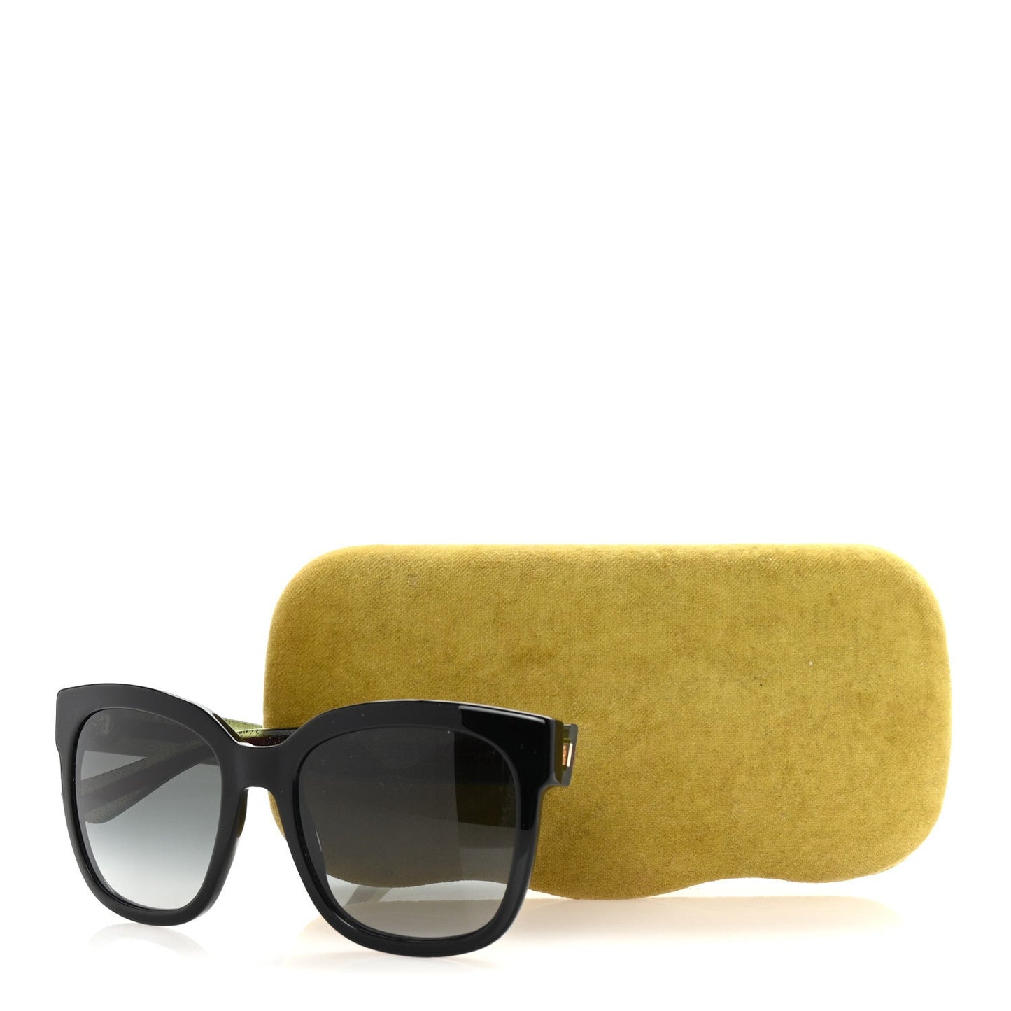 Gucci Acetate Square Frame Web Glitter Sunglasses GG0034S Black Green