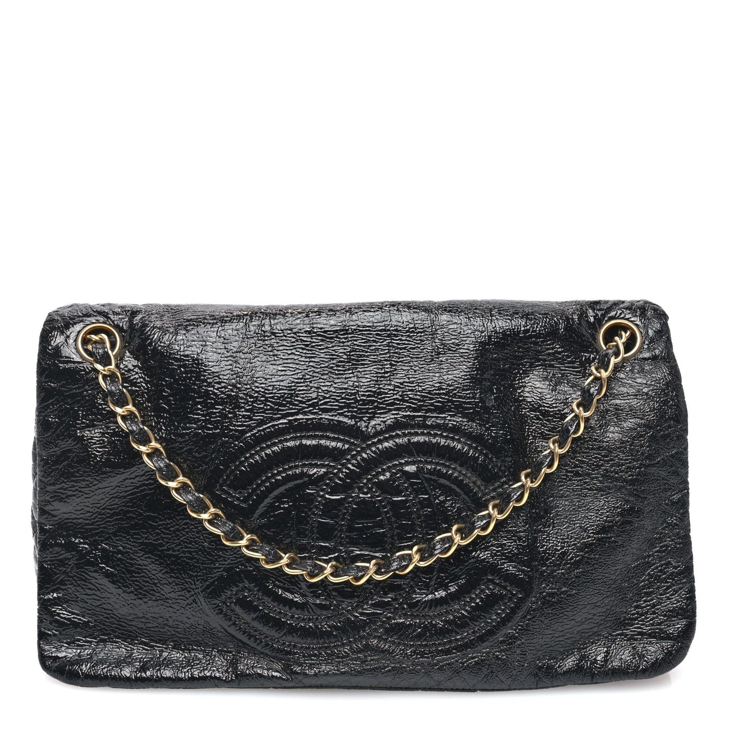 Chanel Vinyl Medium Rock and Chain Flap Black