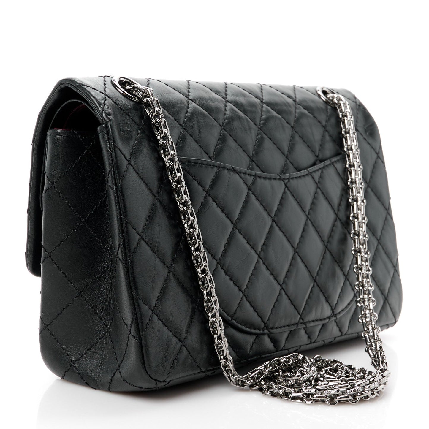 Chanel Aged Calfskin Space Charms 2.55 Reissue 225 Flap Black