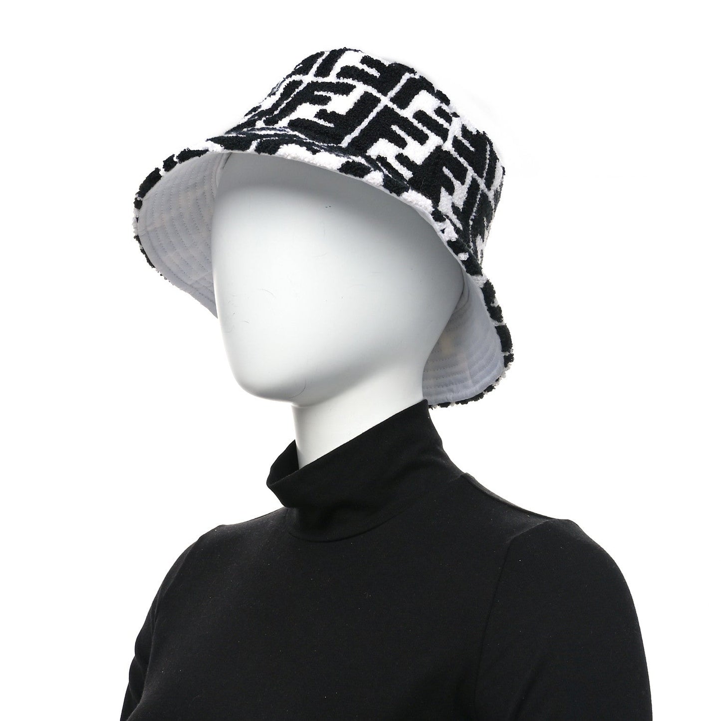 Fendi Terrycloth FF Bucket Hat S White Black
