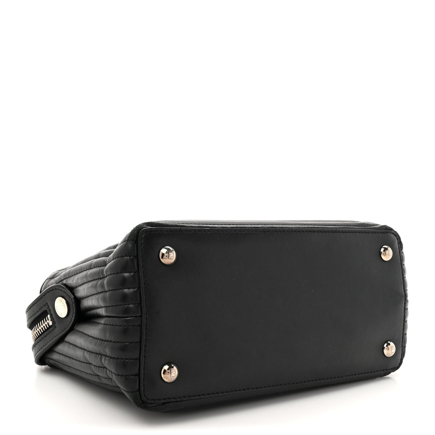 Fendi Shiny Nappa Trapuntata Chain Small DotCom Click Chain Satchel Black