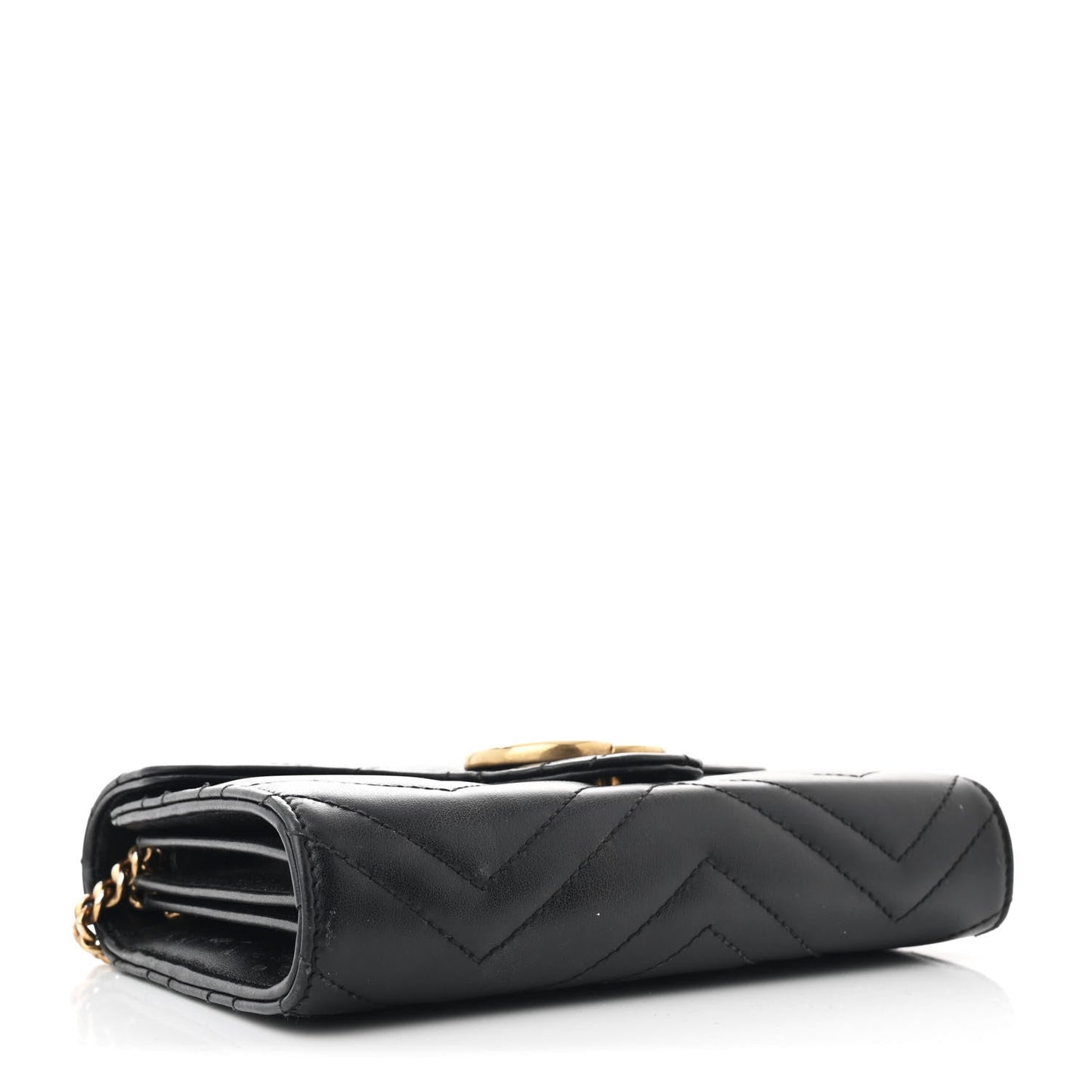 Gucci Calfskin Matelasse GG Marmont Chain Wallet Black