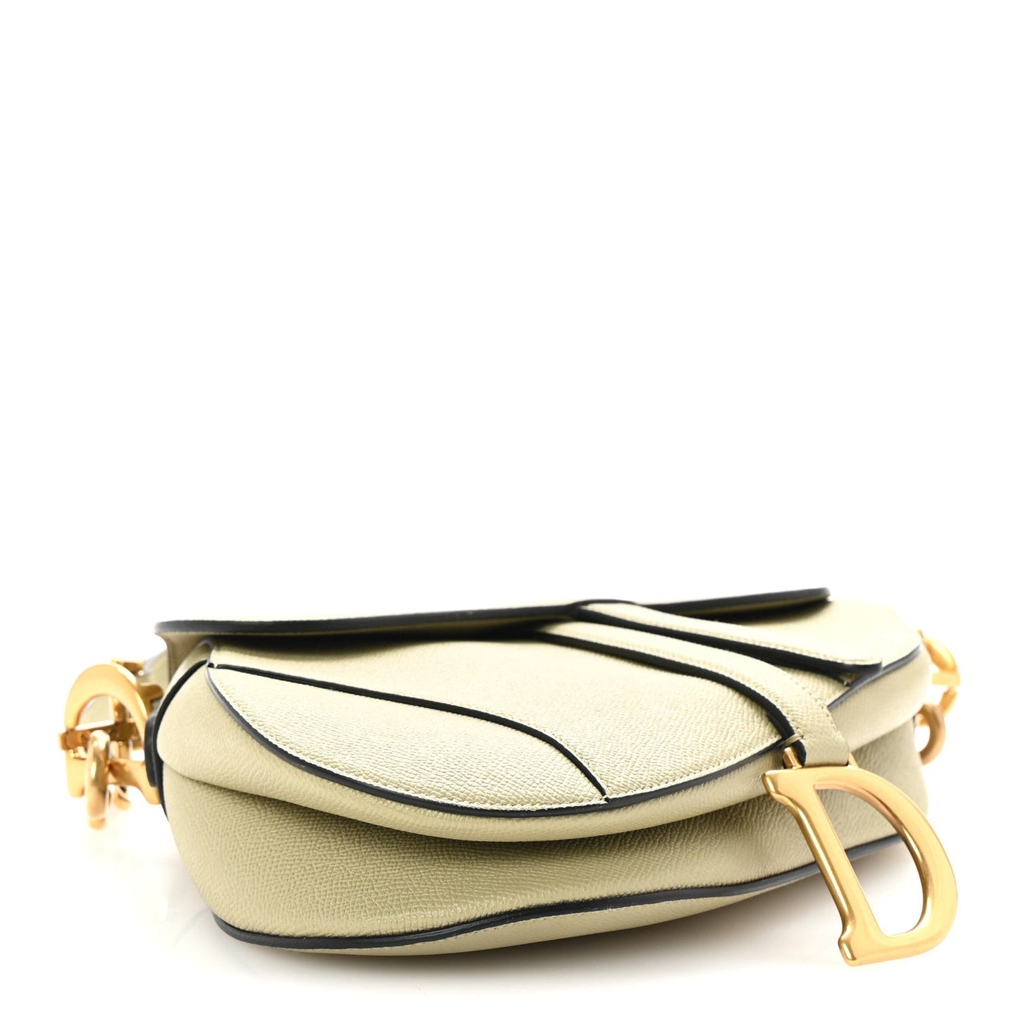 Christian Dior Grained Calfskin Saddle Bag With Strap Desert Sage