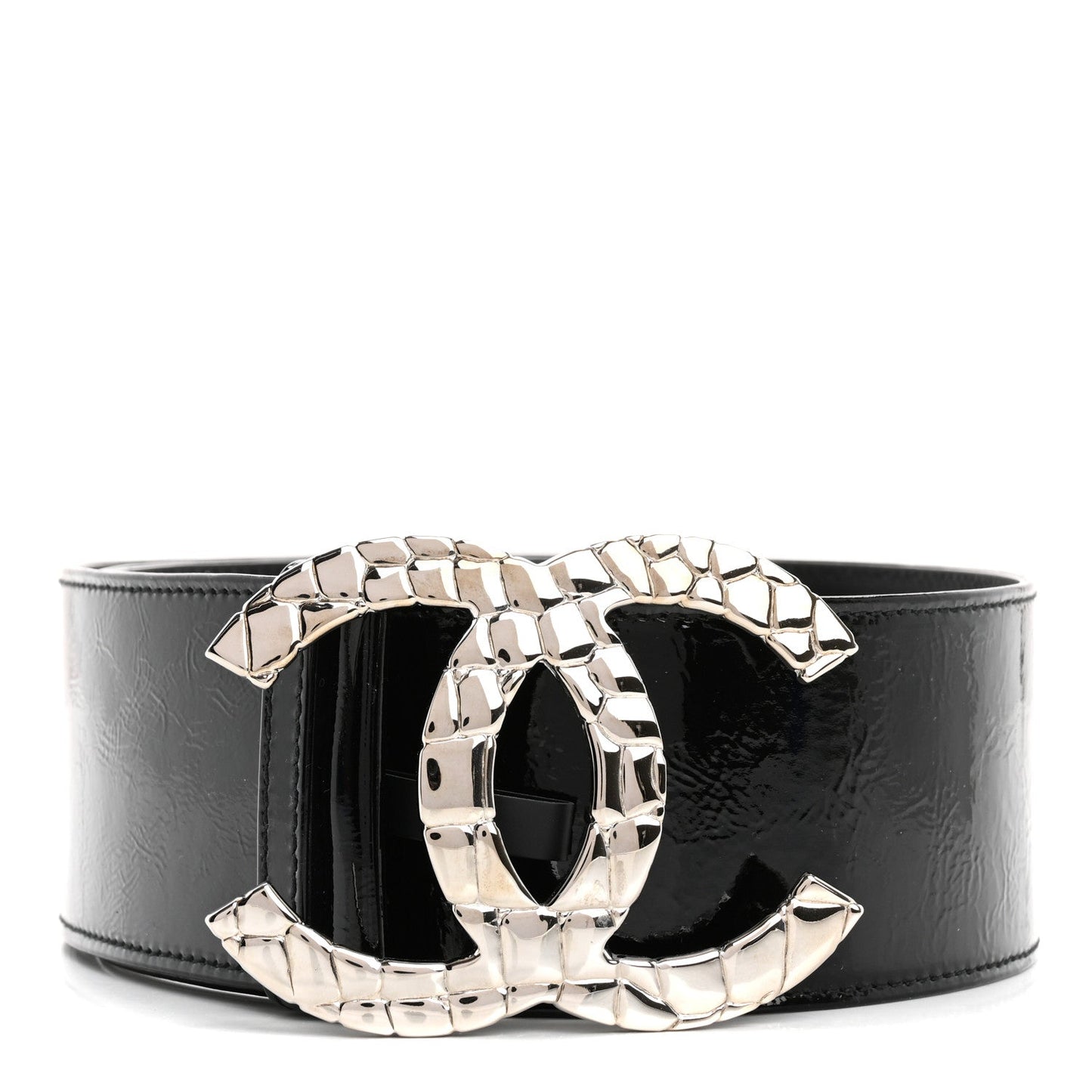 Chanel Patent CC Wide Belt 80 32 Black