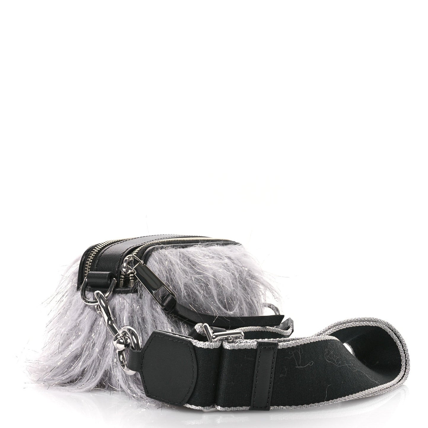 Marc Jacobs Faux Fur Calfskin The Creature Snapshot Camera Bag Grey Silver