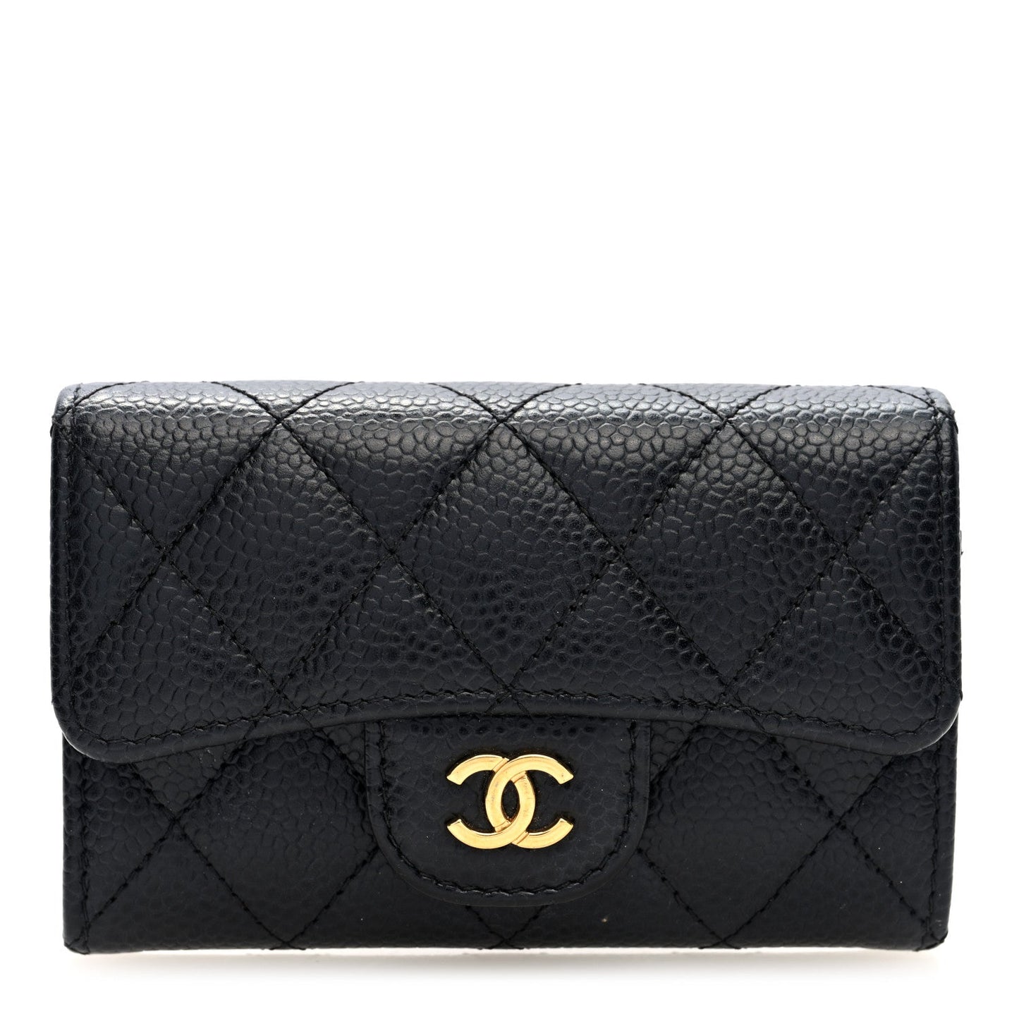 Chanel Caviar Quilted Flap Card Holder Wallet Black