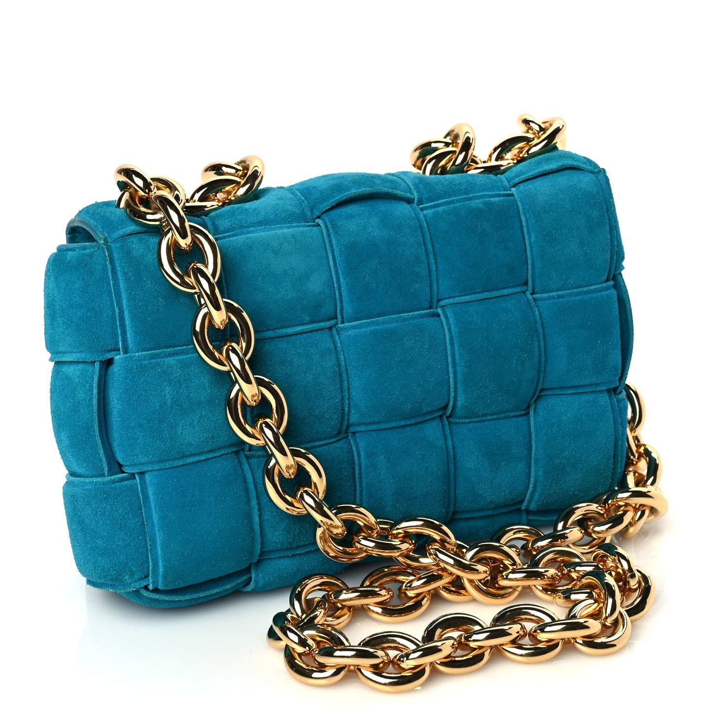 Bottega Veneta Suede Maxi Intrecciato Padded Chain Cassette Crossbody Bag Blaster