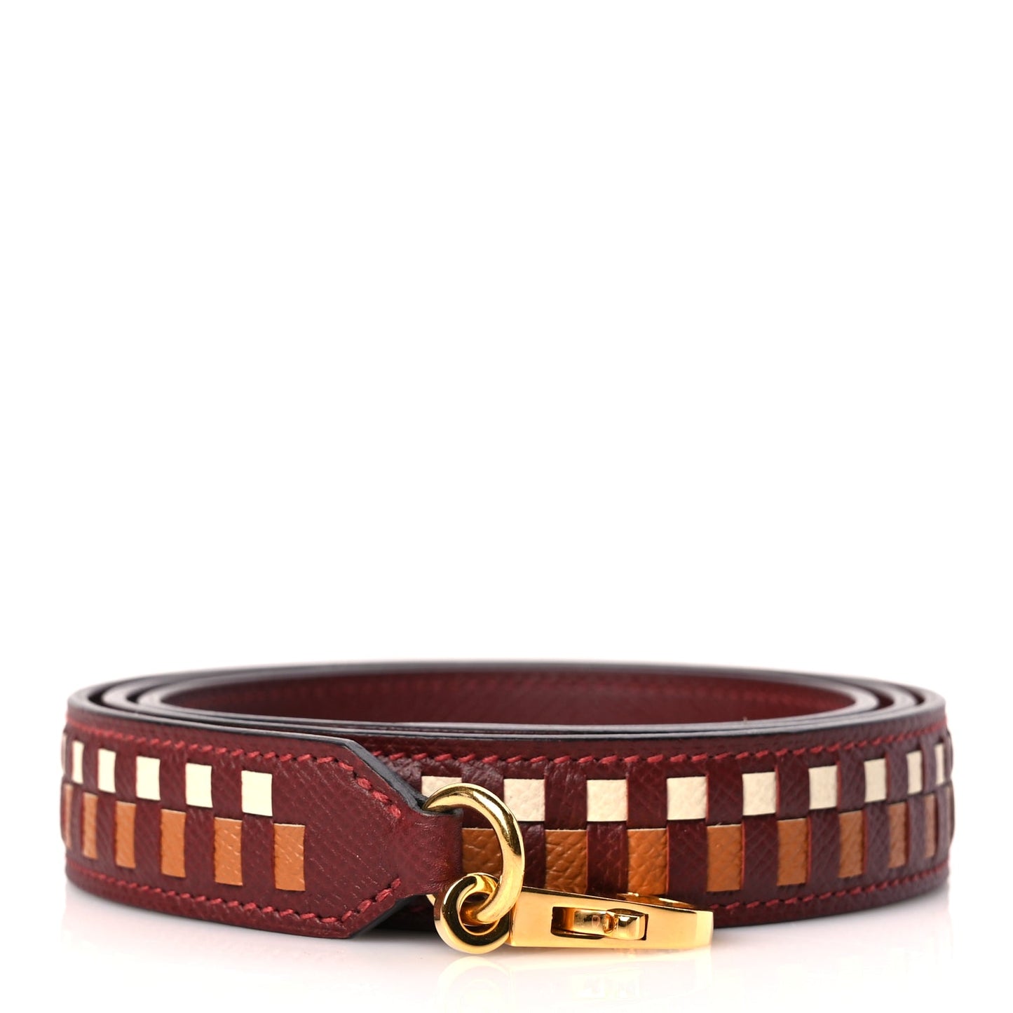 Hermes Epsom 25mm Tressage Shoulder Strap Rouge H Craie Gold