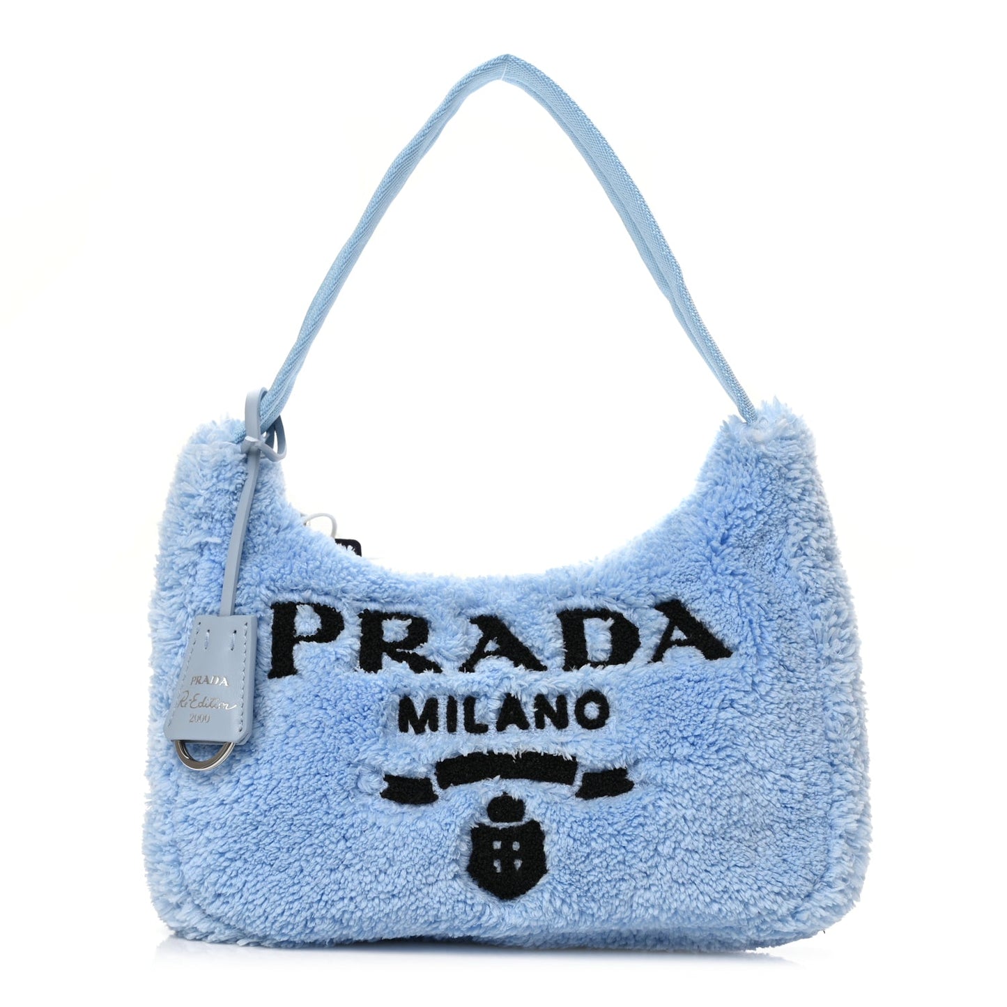 Prada PRADA Terry Cloth Mini Re-Edition 2000 Bag Celeste Black
