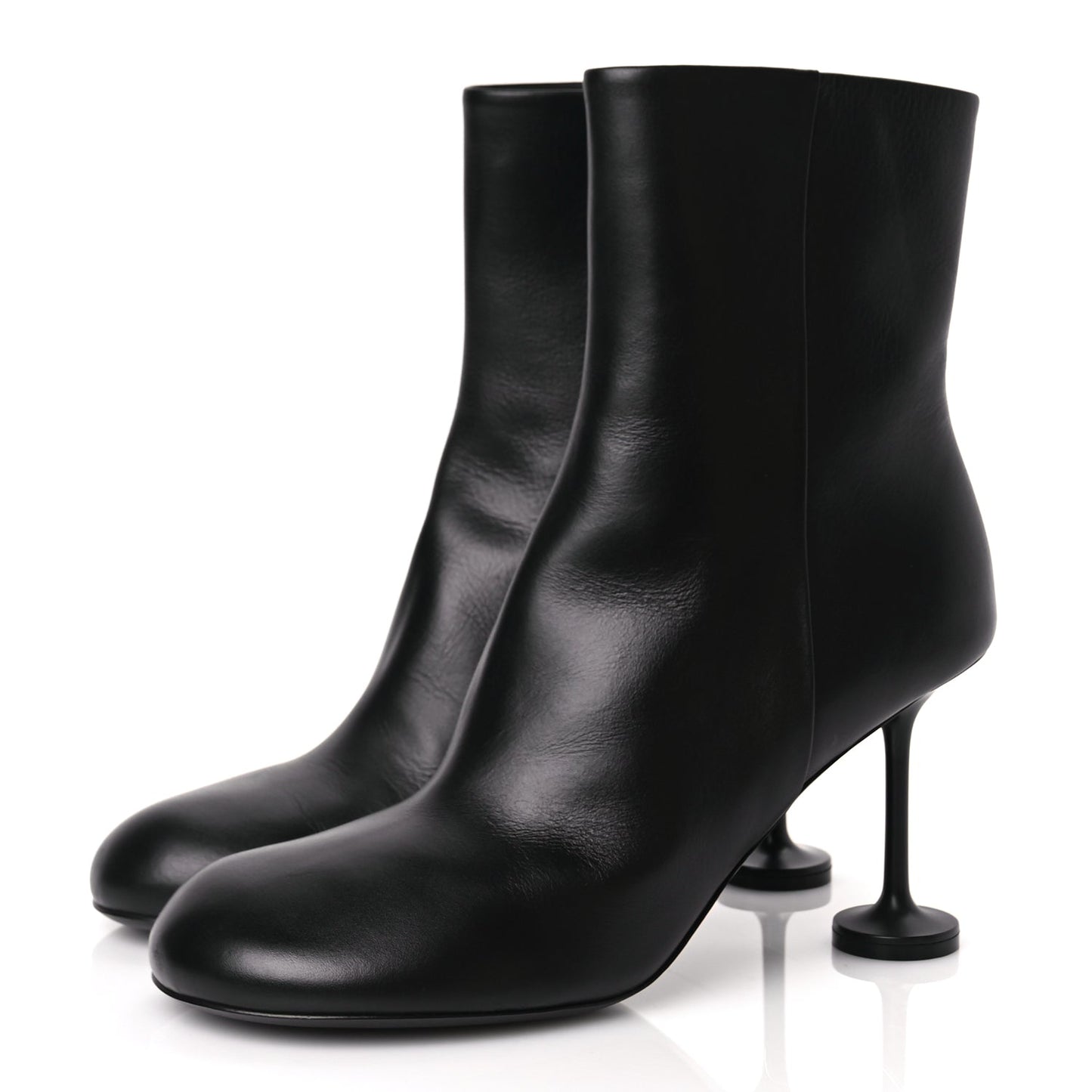 Balenciaga Soft Leather Lady Pedestal 90mm Booties 37 Black