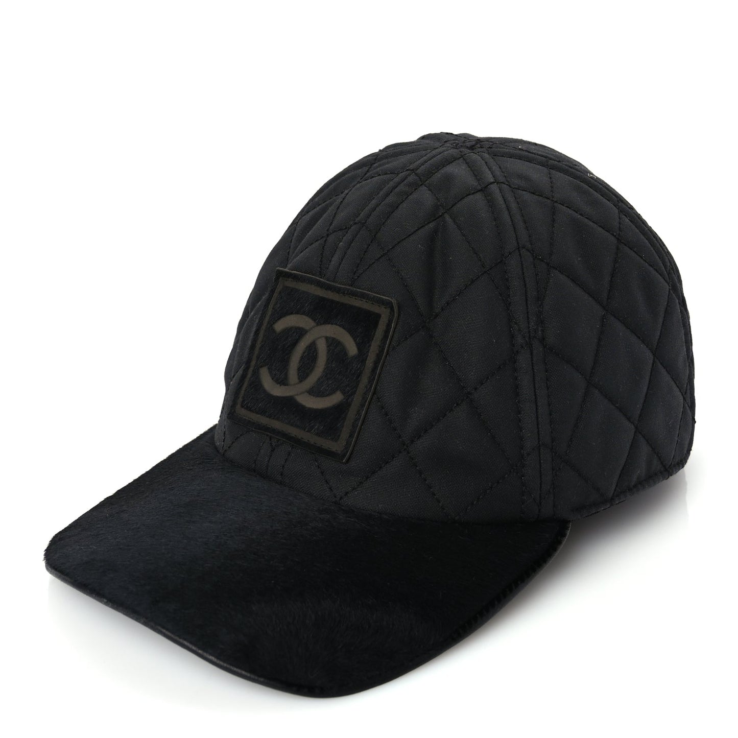 Chanel Nylon Pony Hair Quilted CC Cap M Black