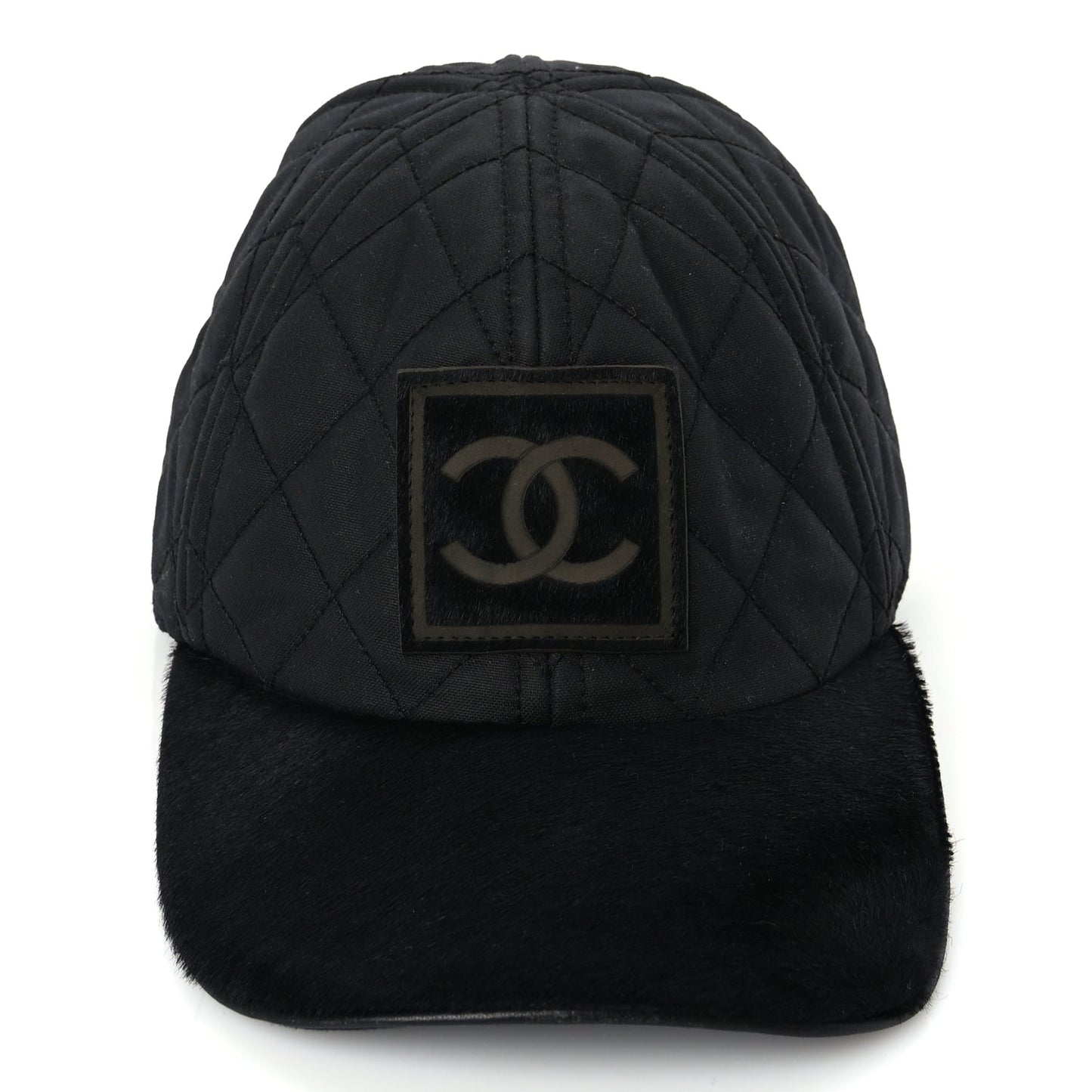 Chanel Nylon Pony Hair Quilted CC Cap M Black