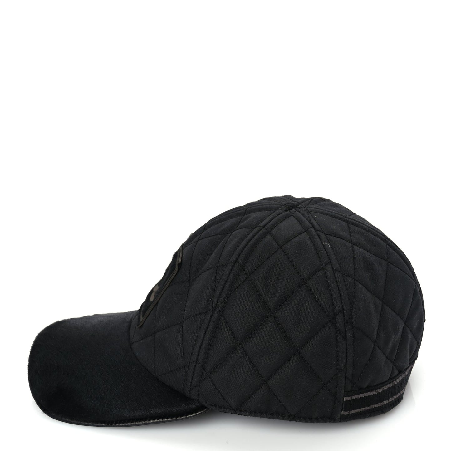 Chanel Nylon Pony Hair Quilted CC Cap M Black