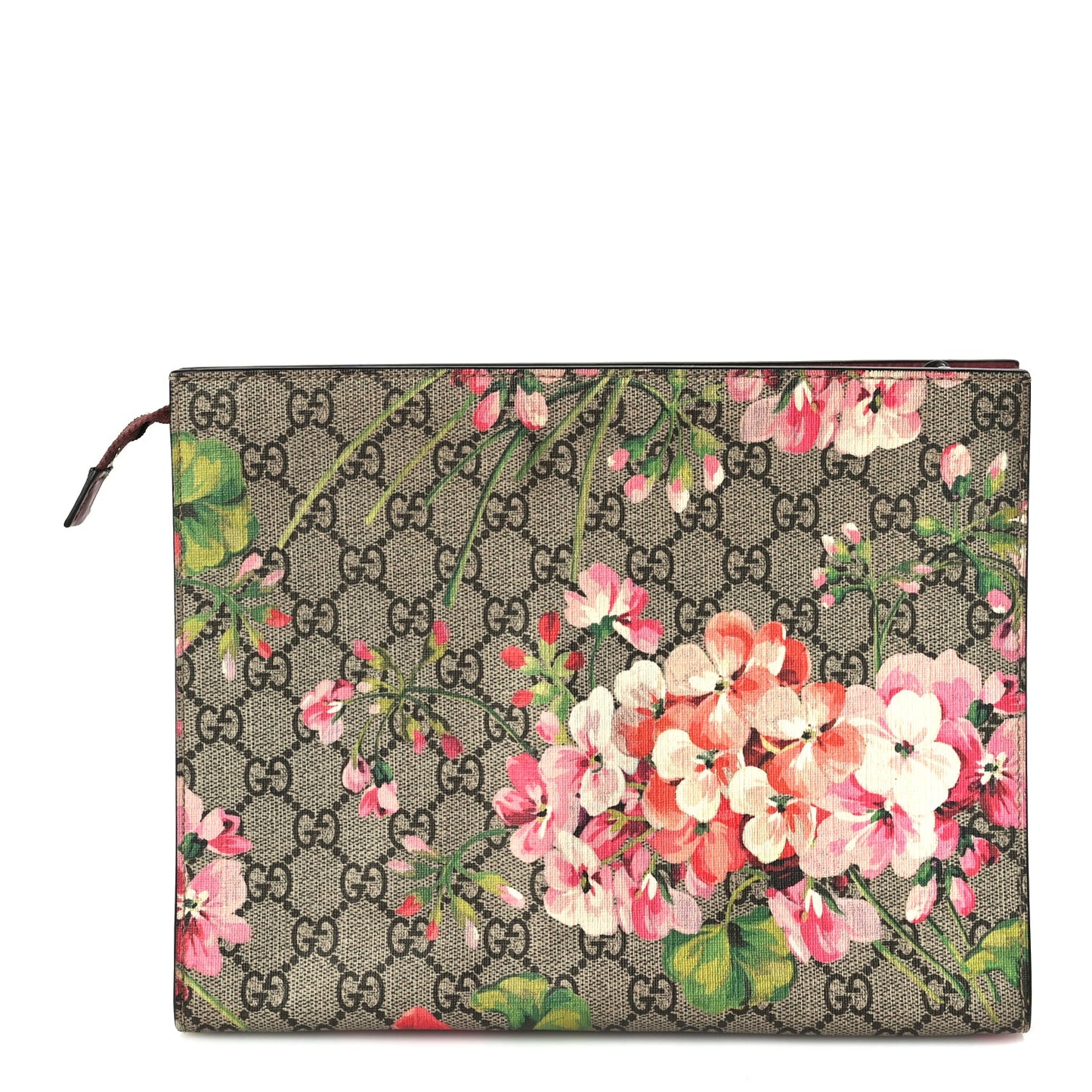 Gucci GG Supreme Monogram Blooms Large Cosmetic Case Beige Multicolor Dry Rose