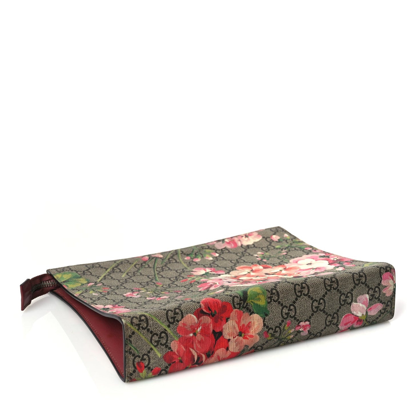 Gucci GG Supreme Monogram Blooms Large Cosmetic Case Beige Multicolor Dry Rose