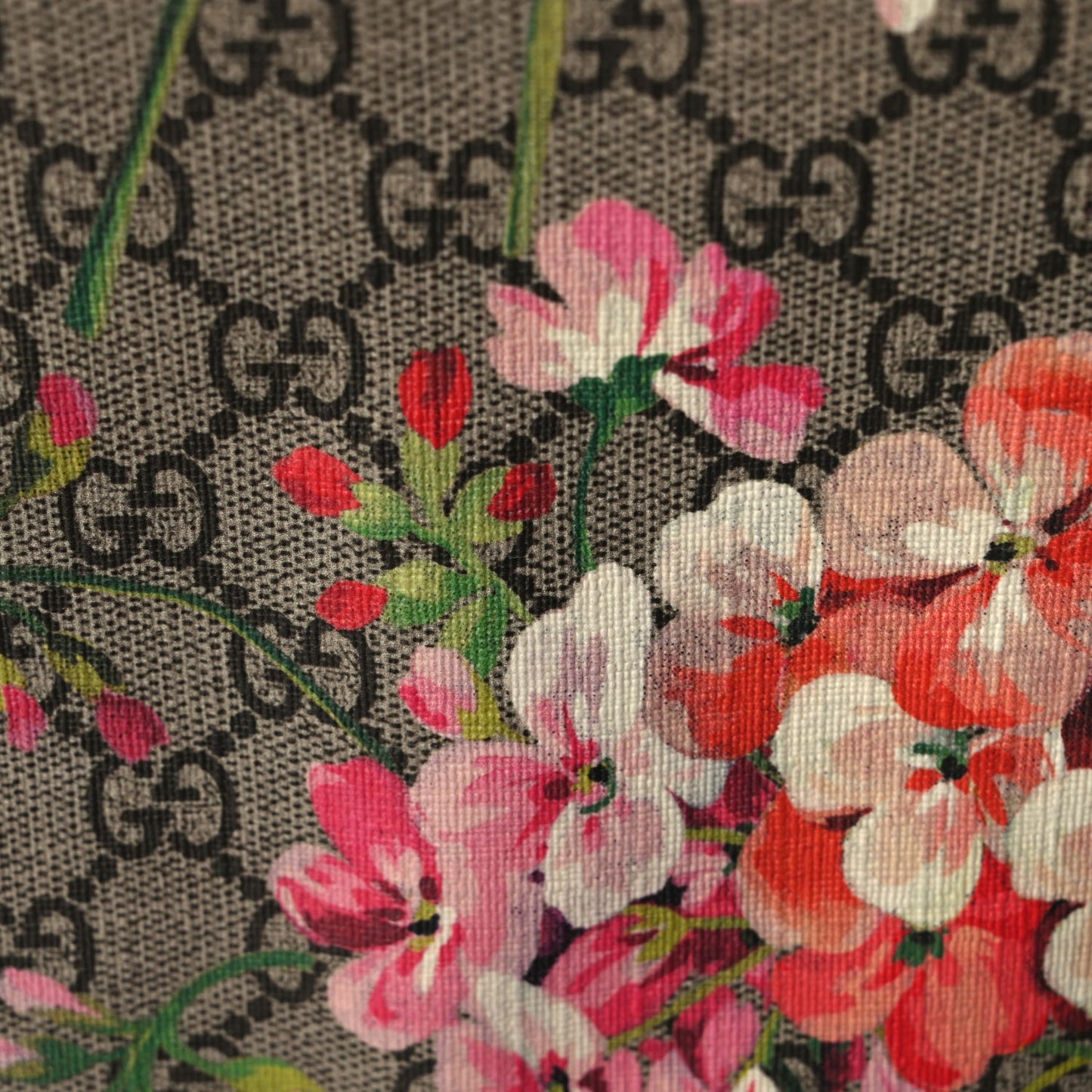 Gucci GG Supreme Monogram Blooms Large Cosmetic Case Beige Multicolor Dry Rose