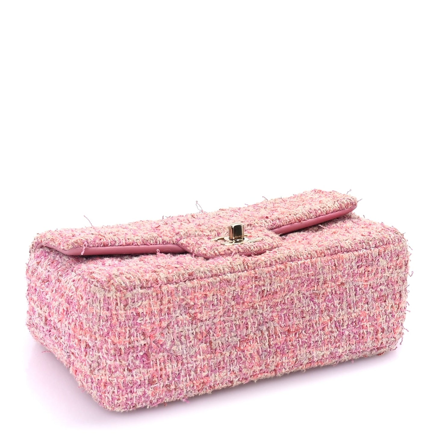 Chanel Tweed Quilted Mini Rectangular Flap Pink
