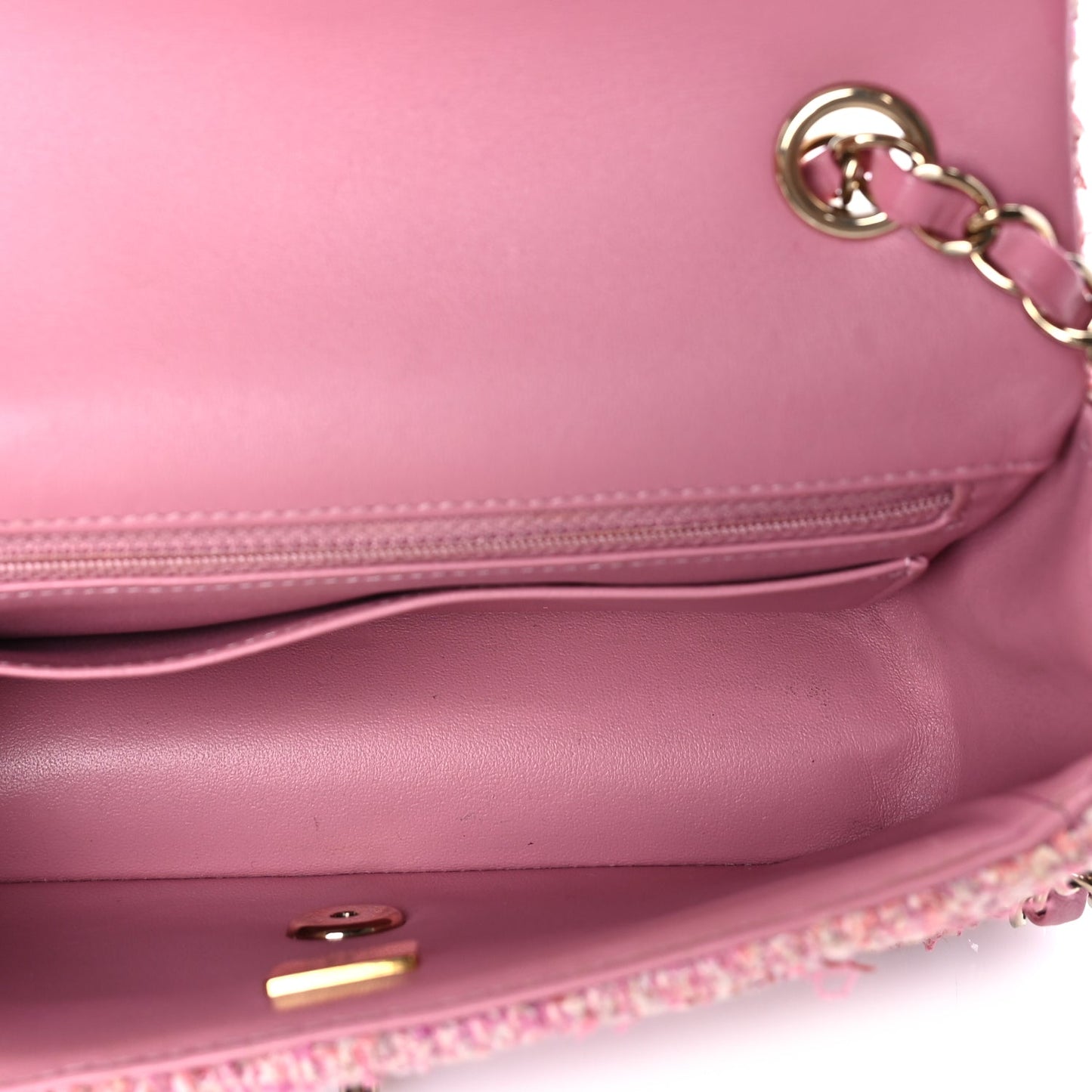 Chanel Tweed Quilted Mini Rectangular Flap Pink