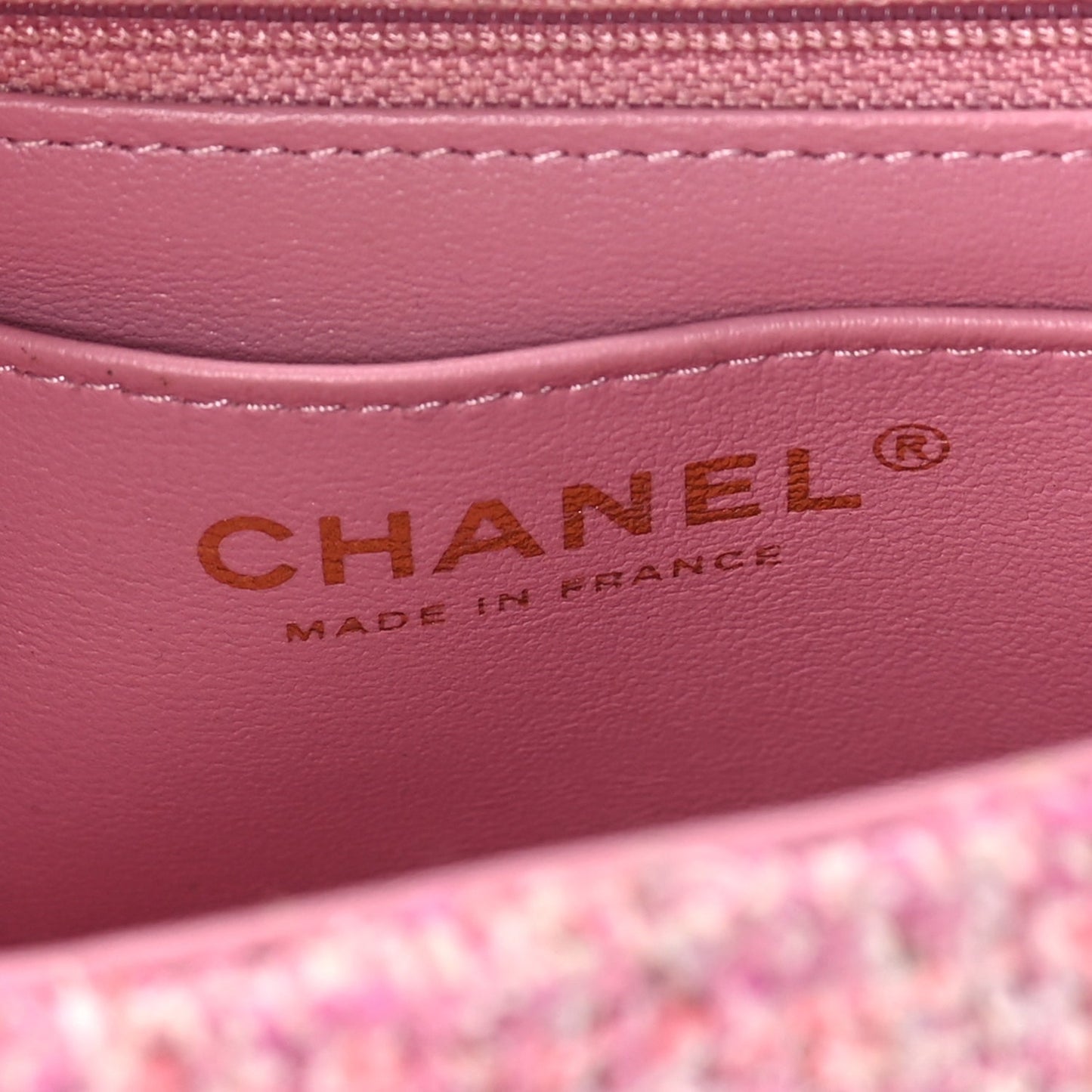 Chanel Tweed Quilted Mini Rectangular Flap Pink