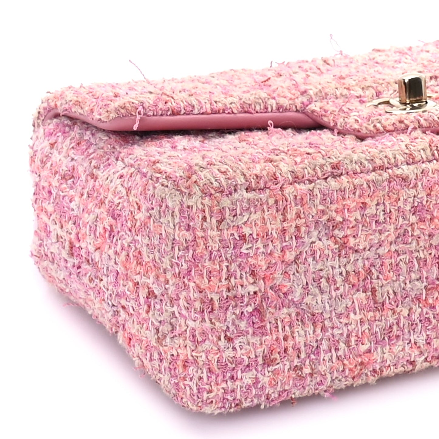 Chanel Tweed Quilted Mini Rectangular Flap Pink