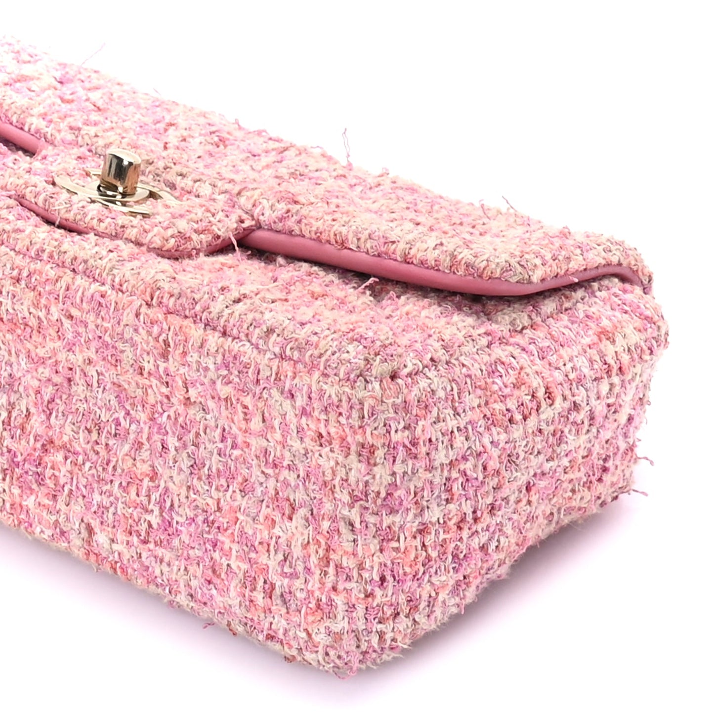 Chanel Tweed Quilted Mini Rectangular Flap Pink