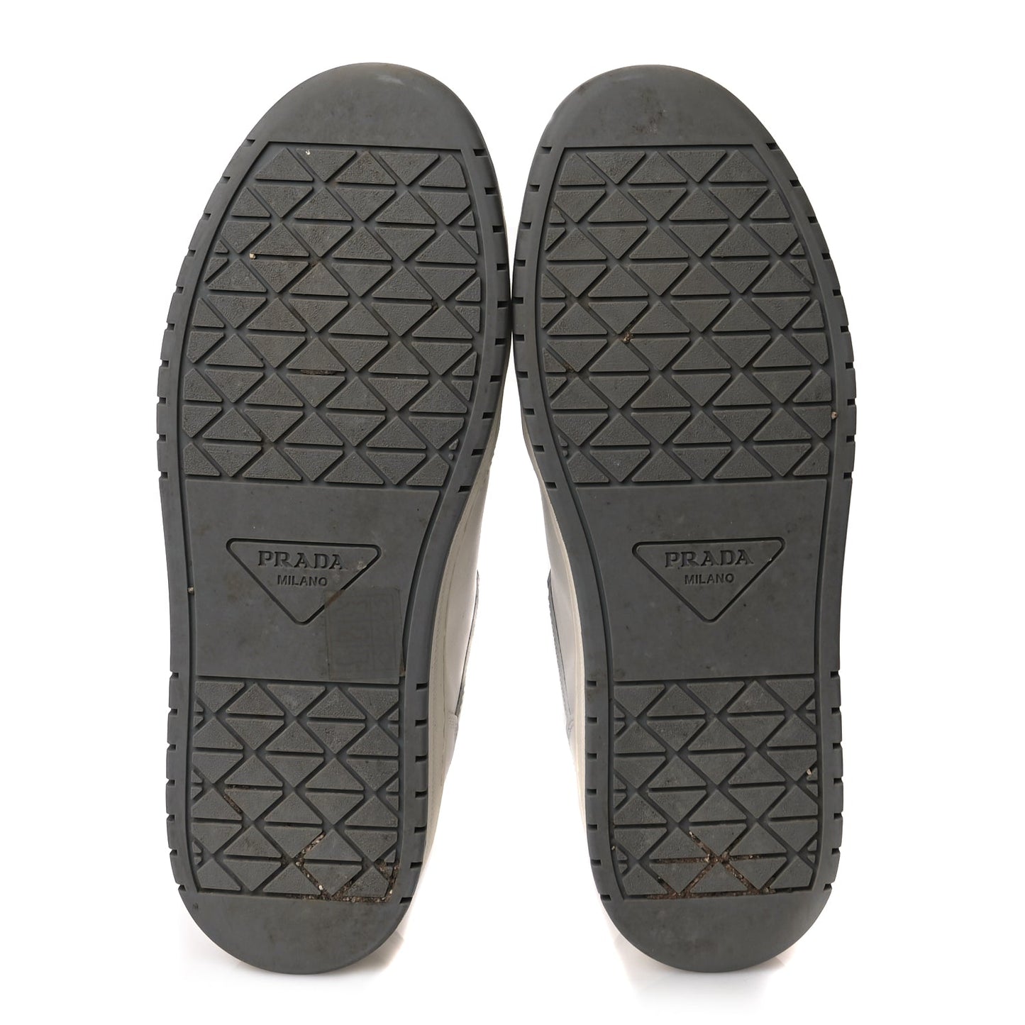 Prada Vitello Sport Spazzolato Rois Rubber Triangle Logo Perforated Womens District Low Top 30mm Sneakers 36.5 White