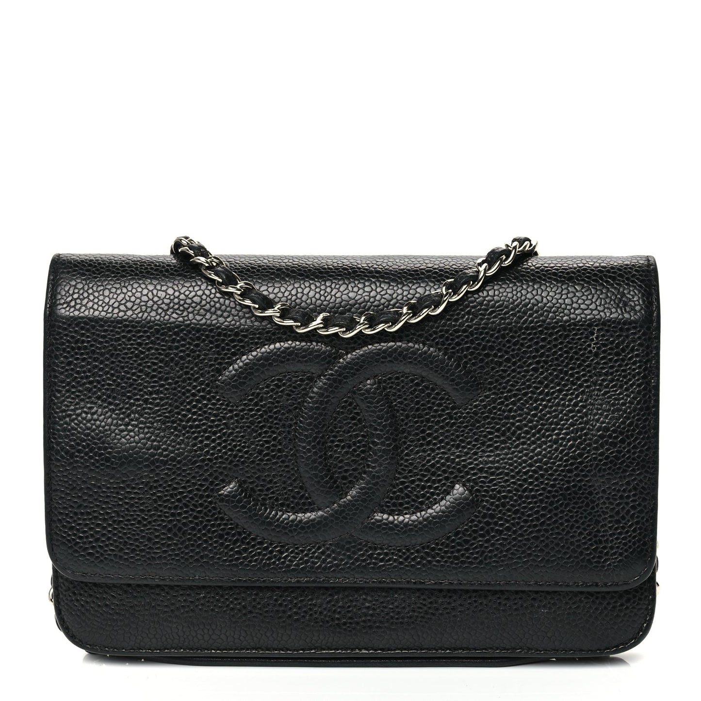 Chanel Caviar Timeless CC Wallet On Chain WOC Black