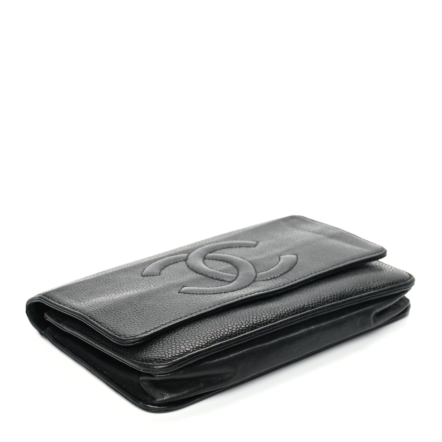 Chanel Caviar Timeless CC Wallet On Chain WOC Black