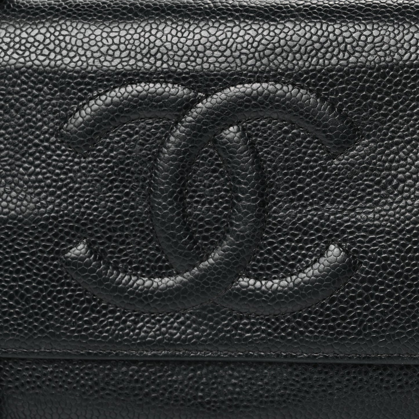 Chanel Caviar Timeless CC Wallet On Chain WOC Black