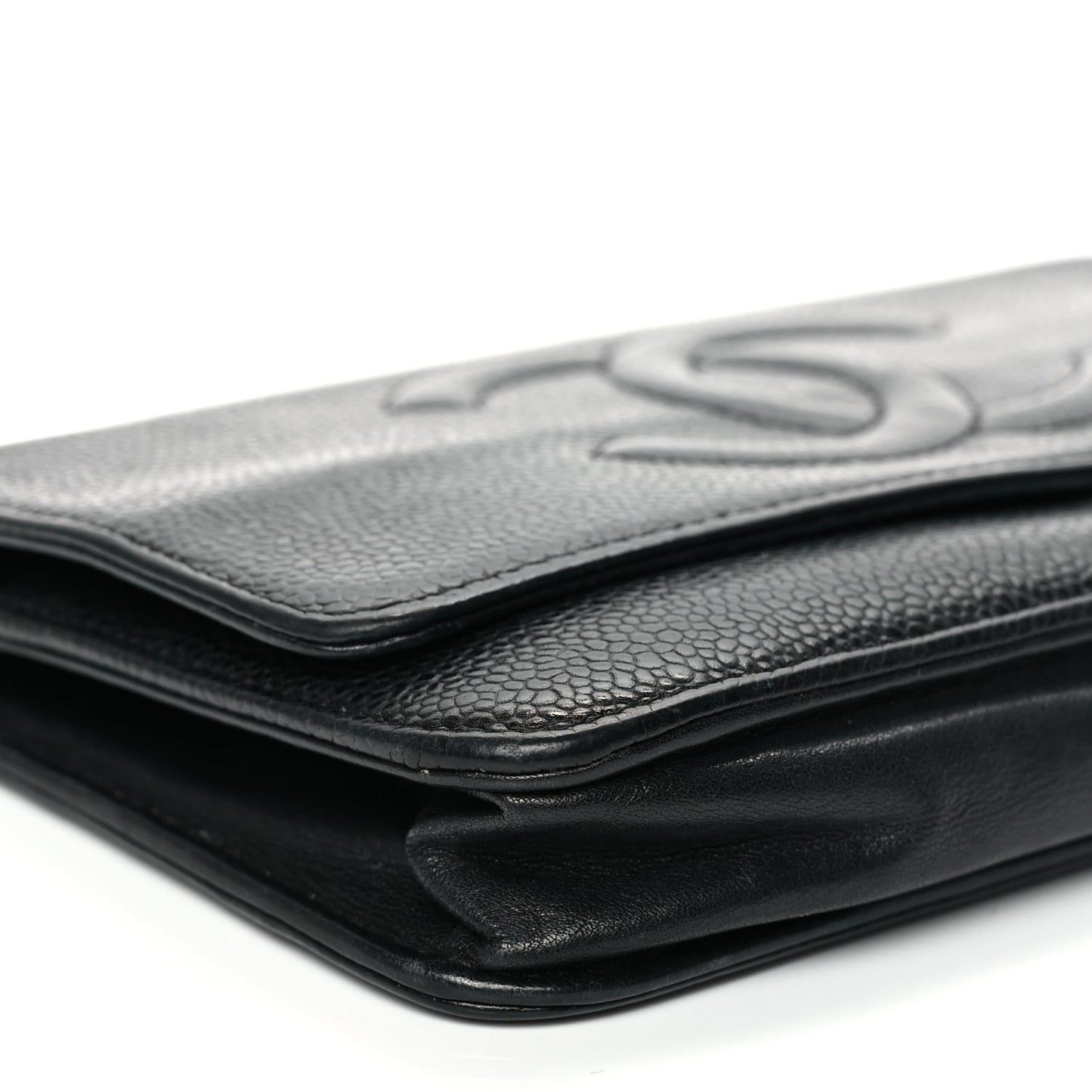 Chanel Caviar Timeless CC Wallet On Chain WOC Black