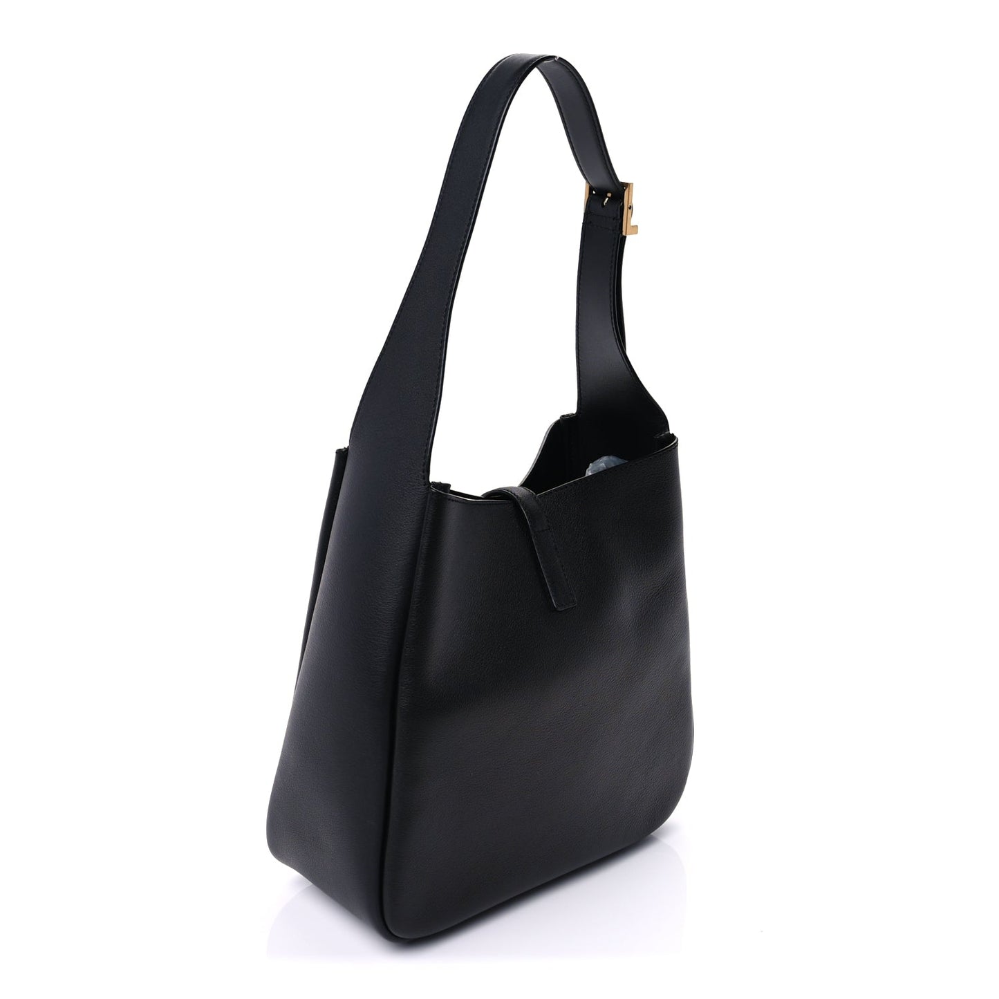 Saint Laurent Smooth Calfskin Small Le 5 A 7 Soft Hobo  Black