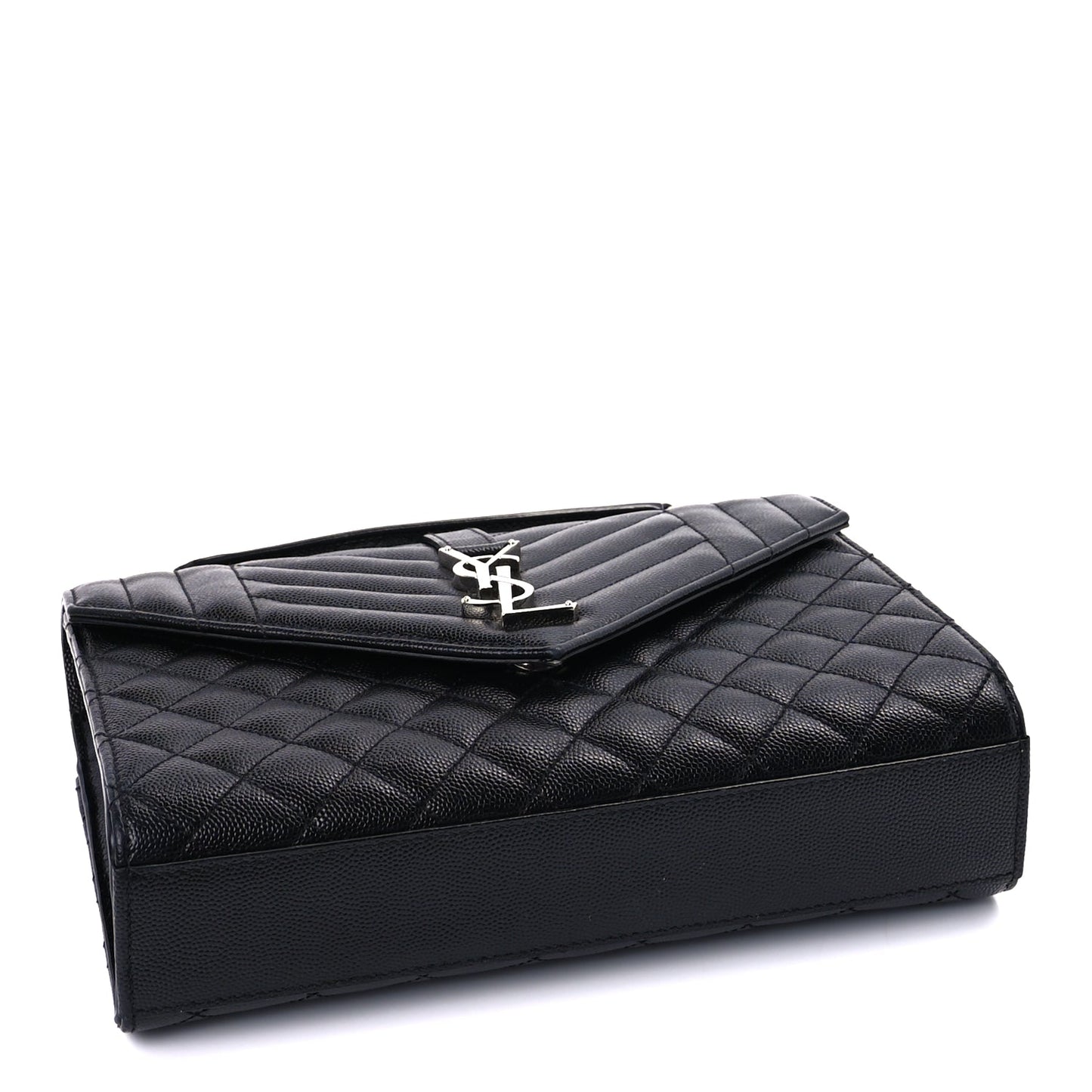 Saint Laurent Grain De Poudre Textured Mixed Matelasse Triquilt Medium Monogram Satchel Black