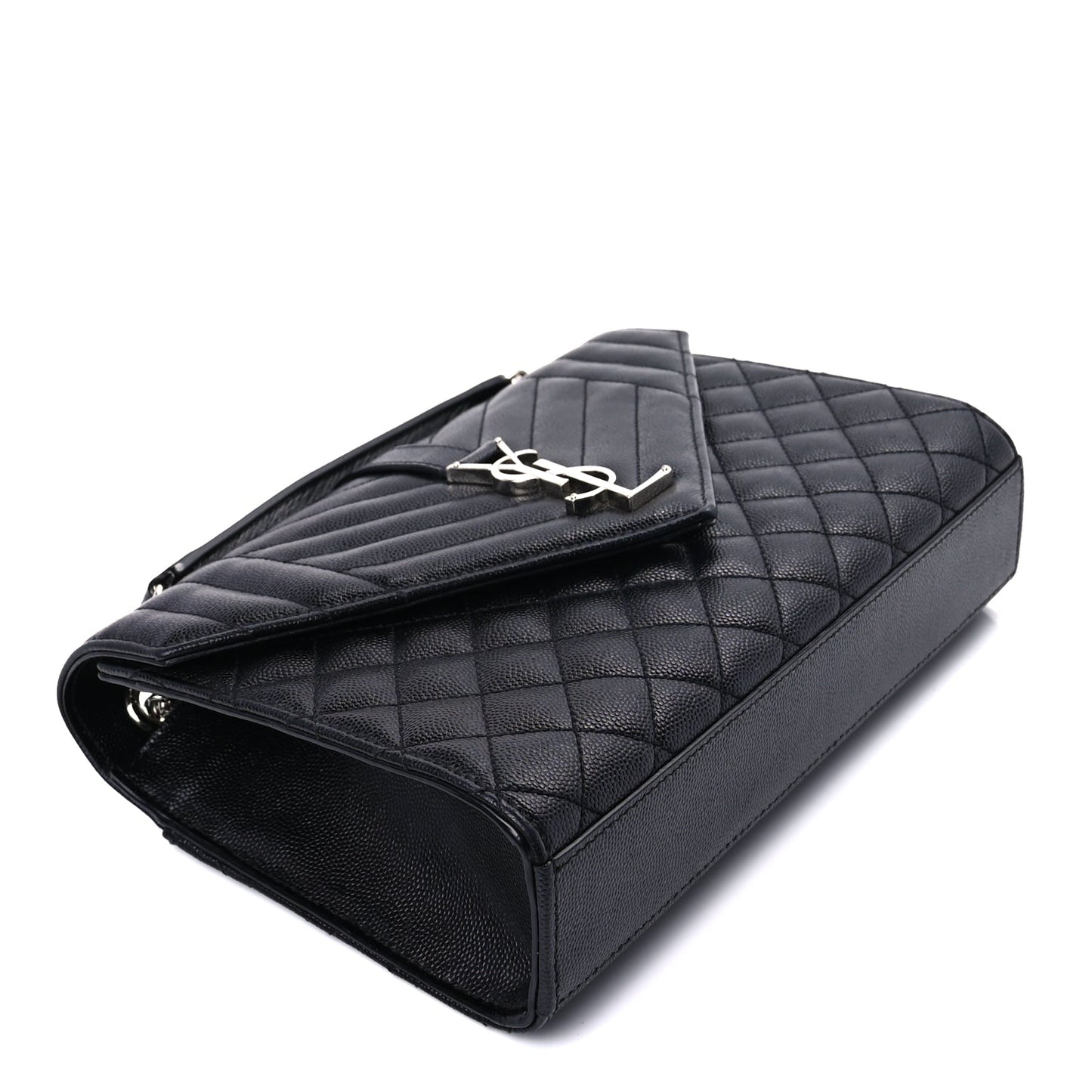 Saint Laurent Grain De Poudre Textured Mixed Matelasse Triquilt Medium Monogram Satchel Black