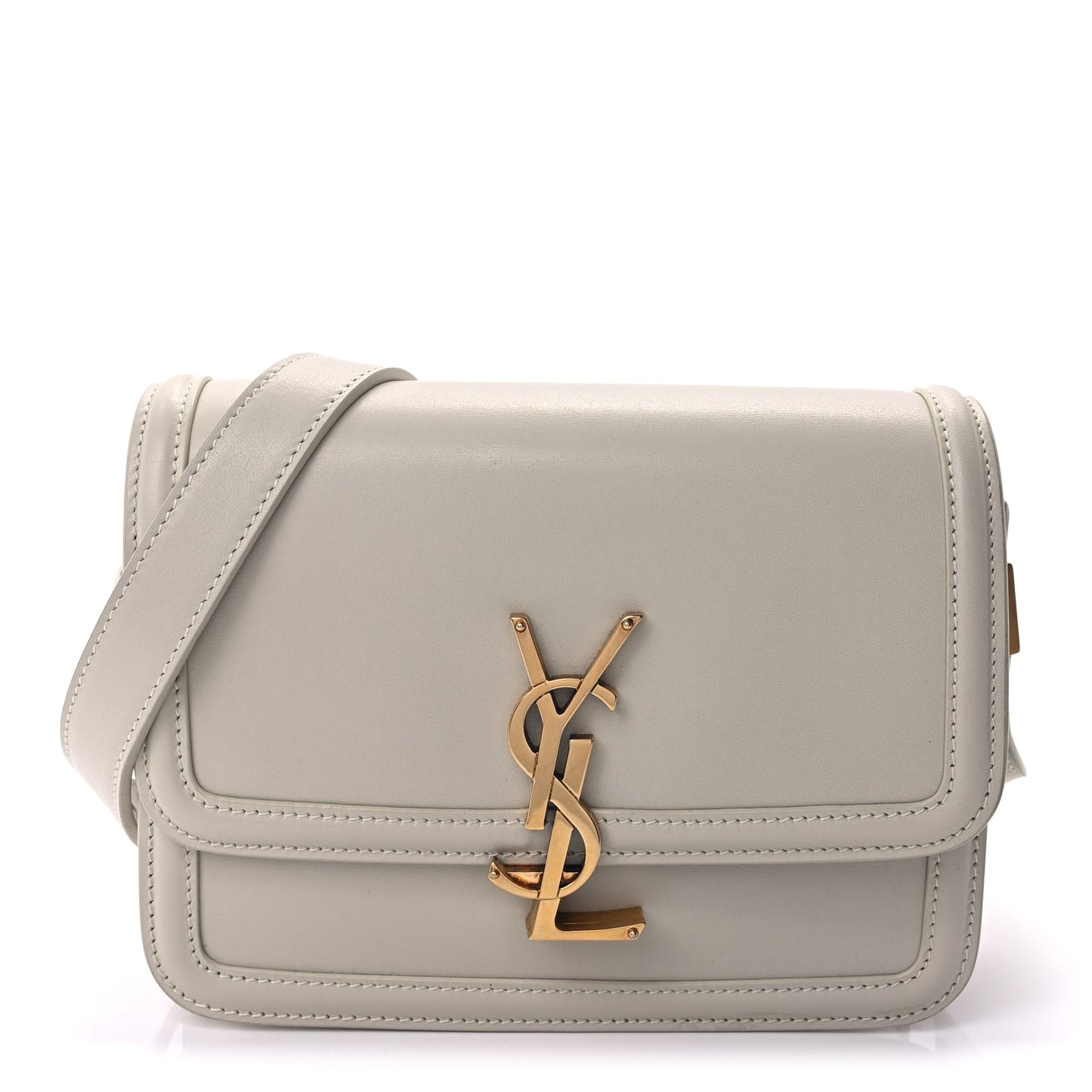 Saint Laurent Smooth Calfskin Small Solferino Satchel Ivory