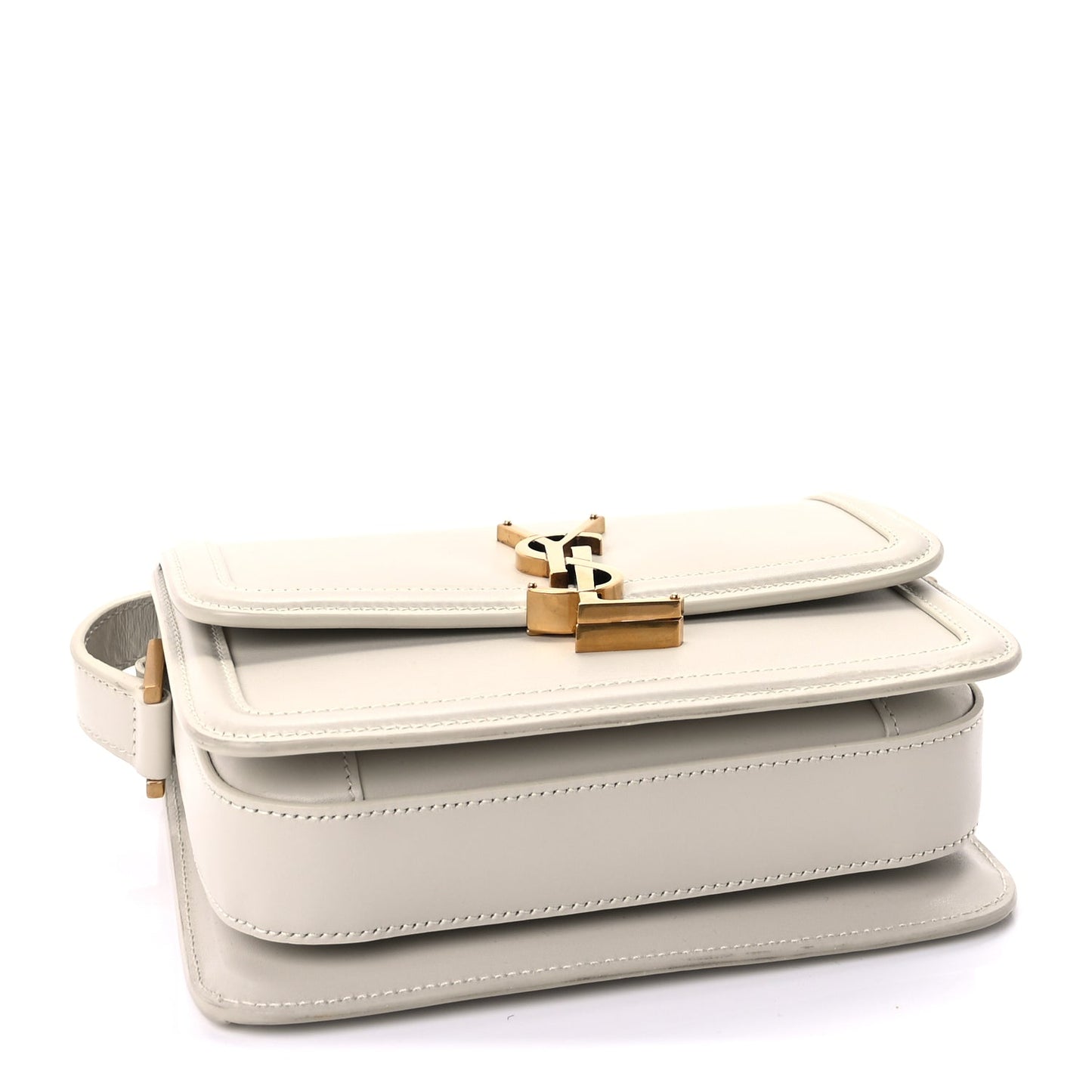 Saint Laurent Smooth Calfskin Small Solferino Satchel Ivory