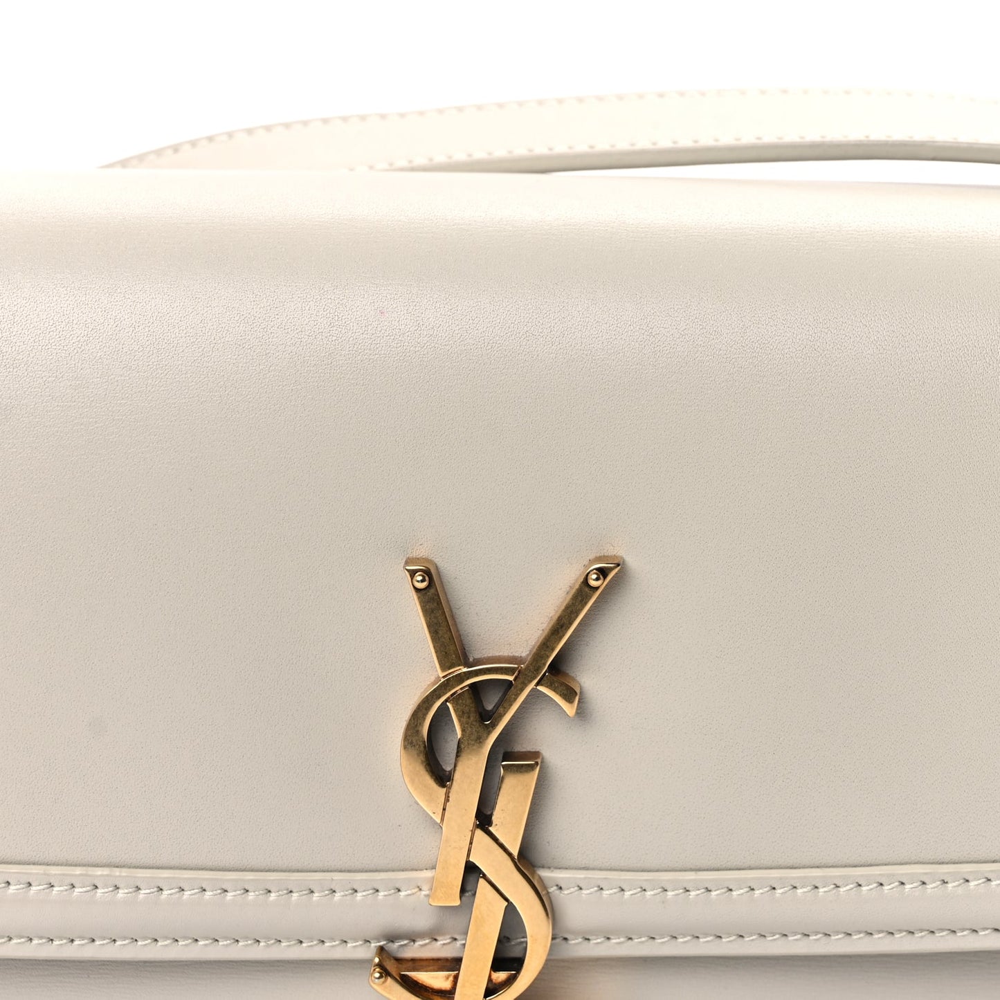 Saint Laurent Smooth Calfskin Small Solferino Satchel Ivory