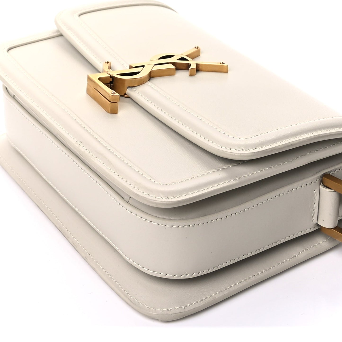Saint Laurent Smooth Calfskin Small Solferino Satchel Ivory