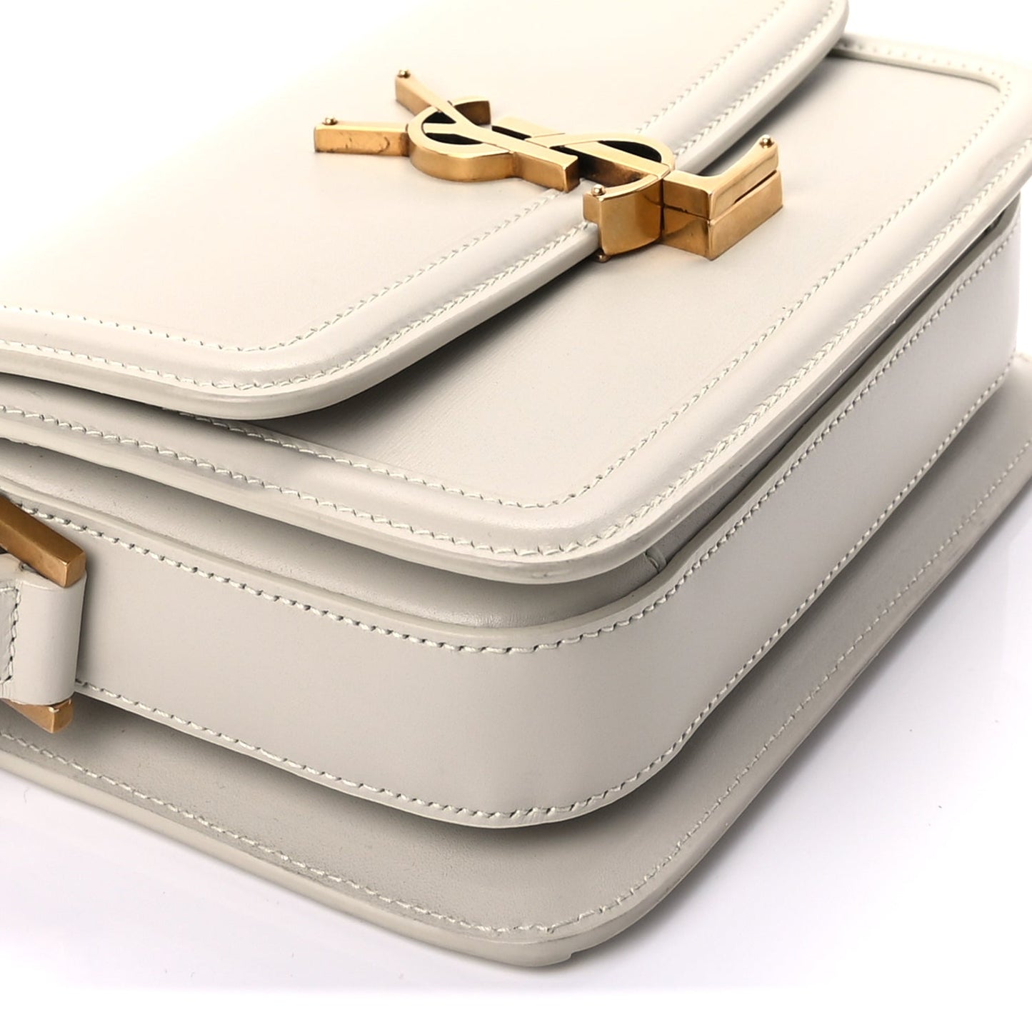 Saint Laurent Smooth Calfskin Small Solferino Satchel Ivory