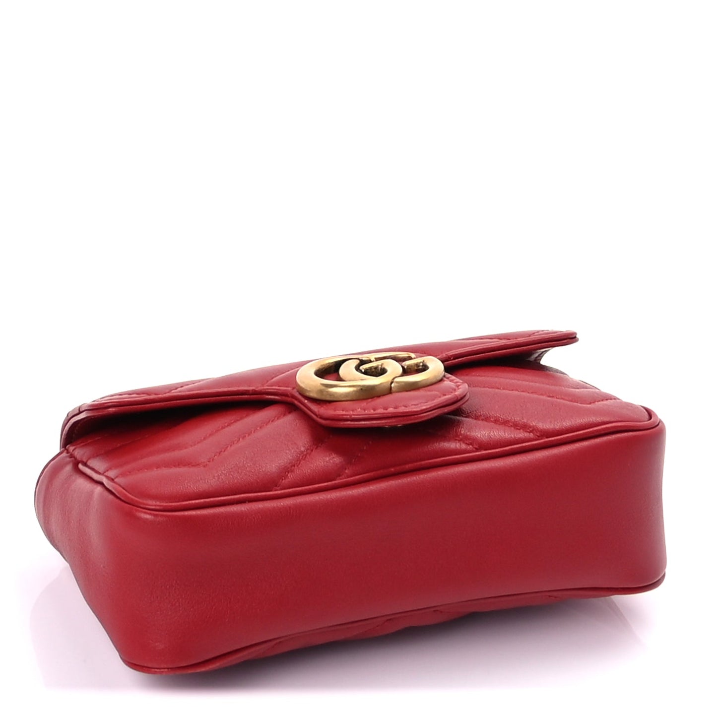 Gucci Calfskin Matelasse Super Mini GG Marmont Shoulder Bag  Hibiscus Red