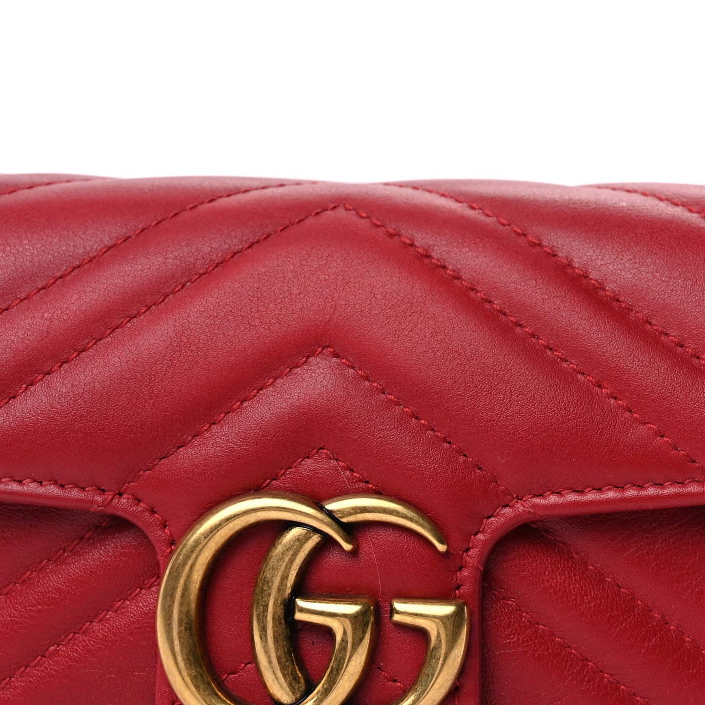 Gucci Calfskin Matelasse Super Mini GG Marmont Shoulder Bag  Hibiscus Red
