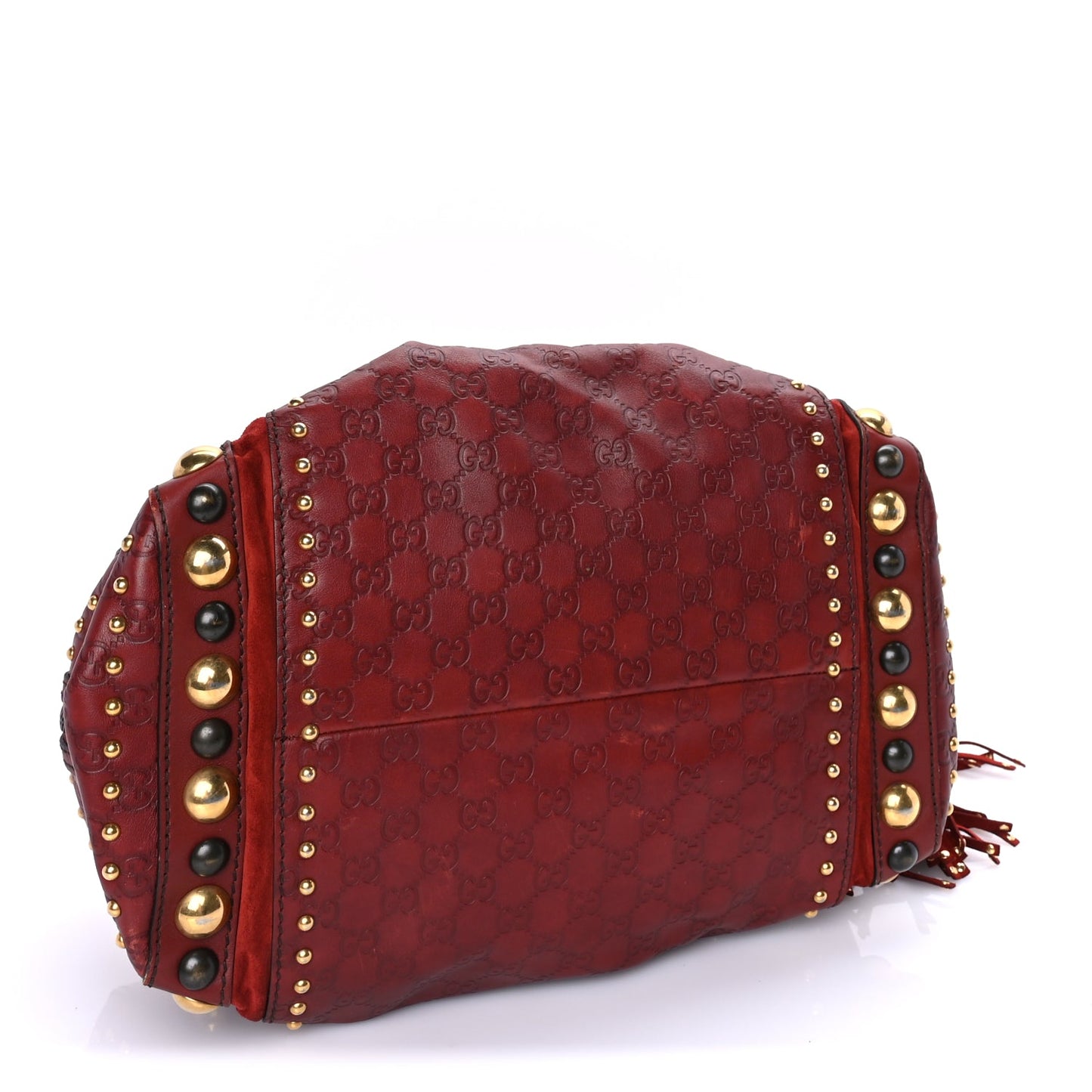 Gucci Calfskin Large Babouska Studded Boston Red