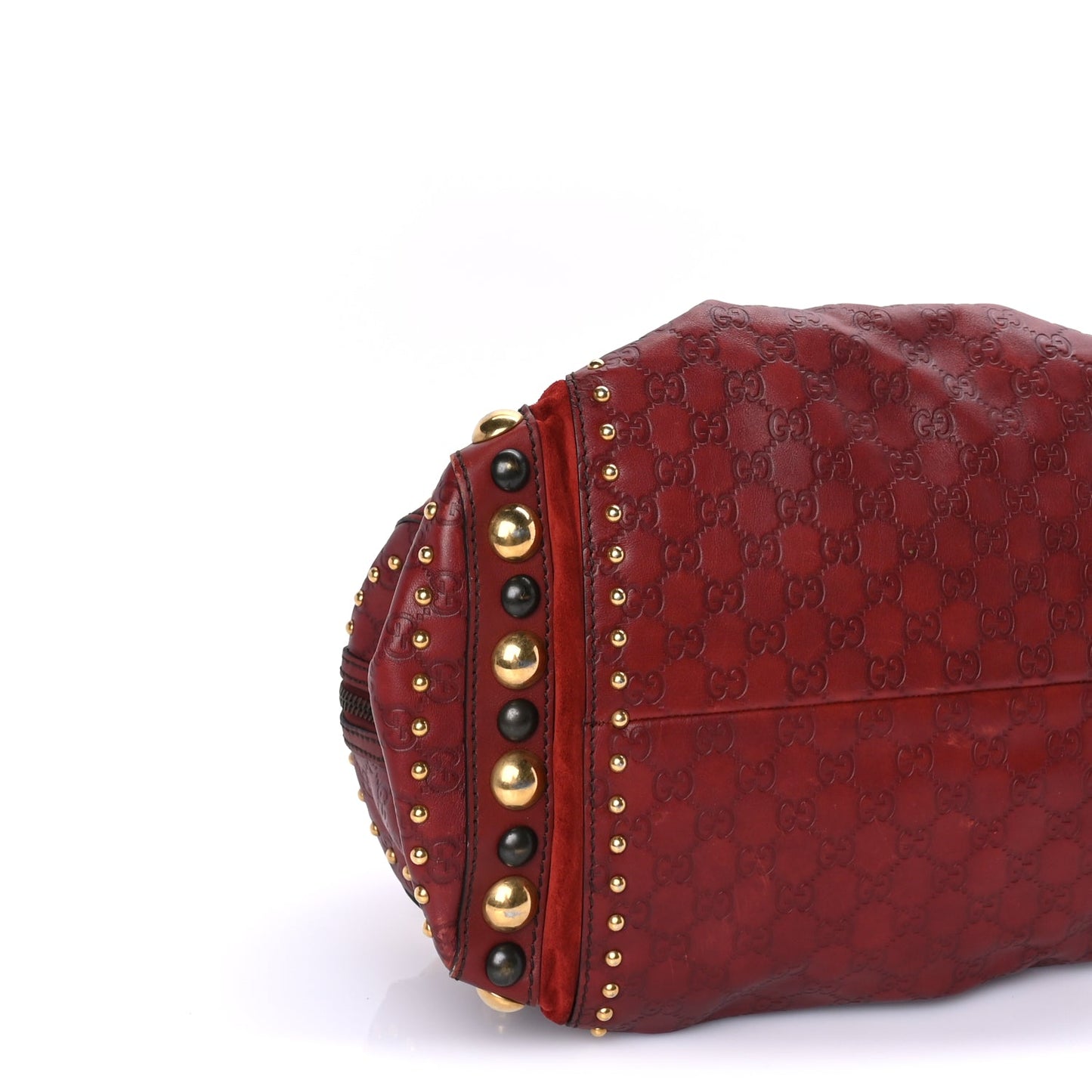 Gucci Calfskin Large Babouska Studded Boston Red