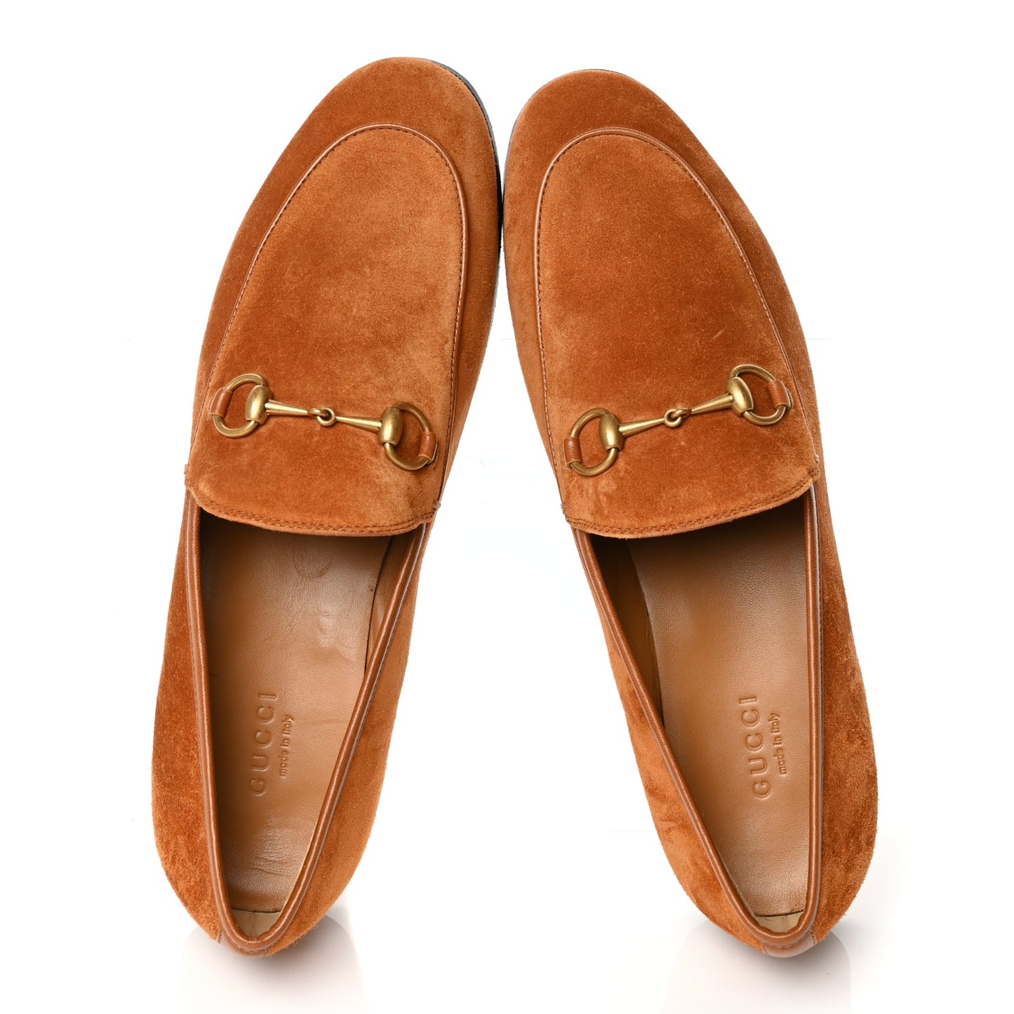 Gucci Suede Cachemire Malaga Kid Womens Jordaan Loafers 38 Blondie Cognac